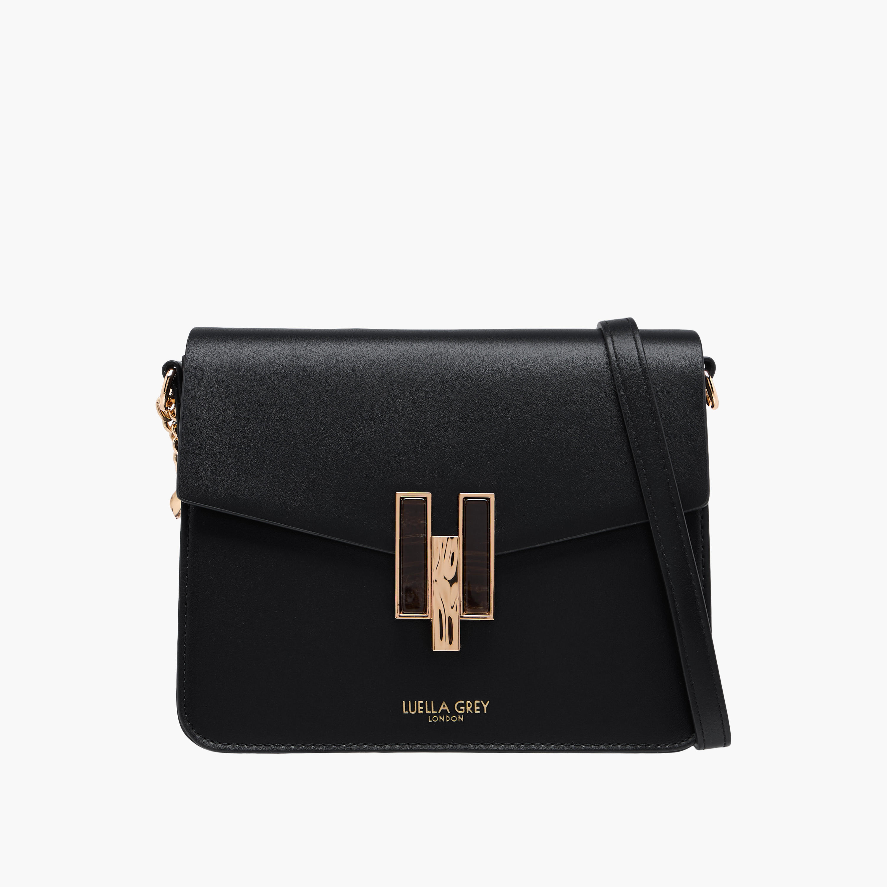 شنطة كروس بودي سادة بحزام قابل للتعديل وطية إغلاق من لولا جراي-women-bagsandwallets-handbags-image-1