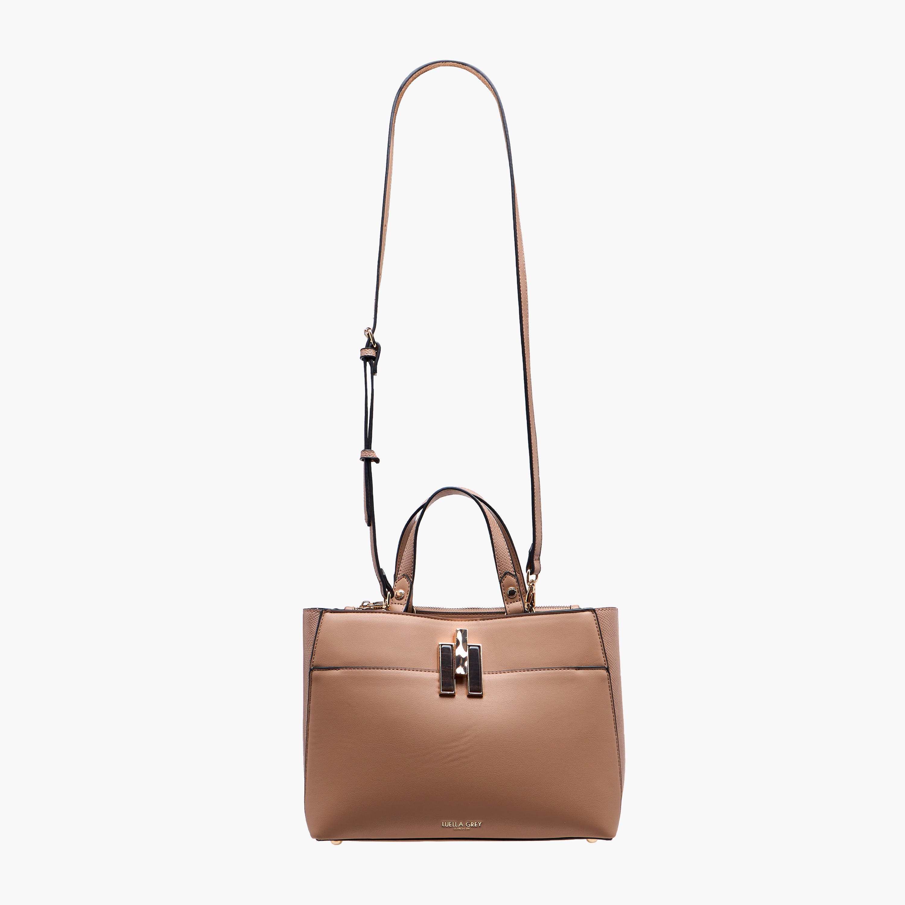 شنطة توتي بارزة الملمس بحزام قابل للفصل وزر إغلاق من لويلا جراي-women-bagsandwallets-handbags-image-3