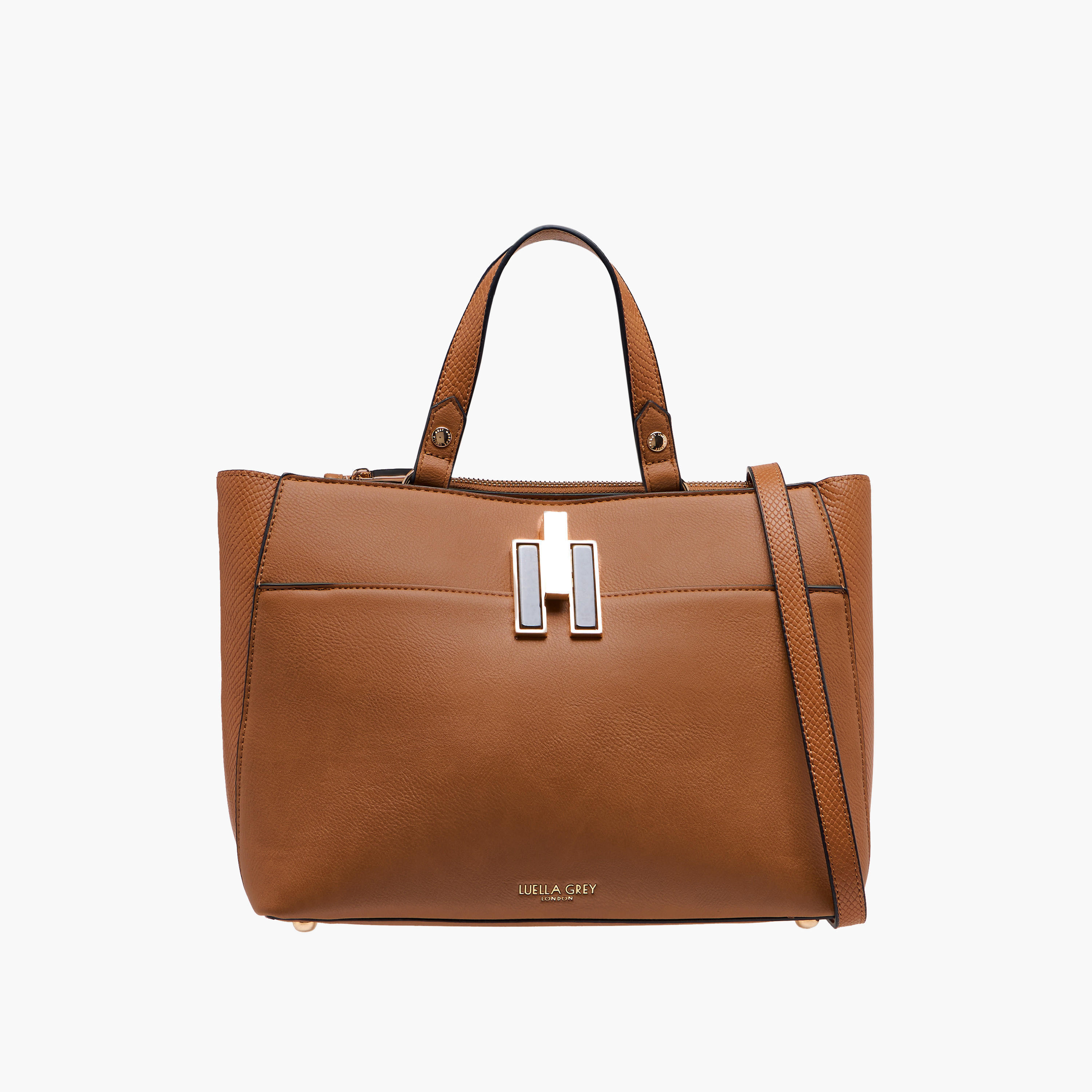 LUELLA GREY Textured Tote Bag with Button Closure and Detachable Strap-women-bagsandwallets-handbags-image-1