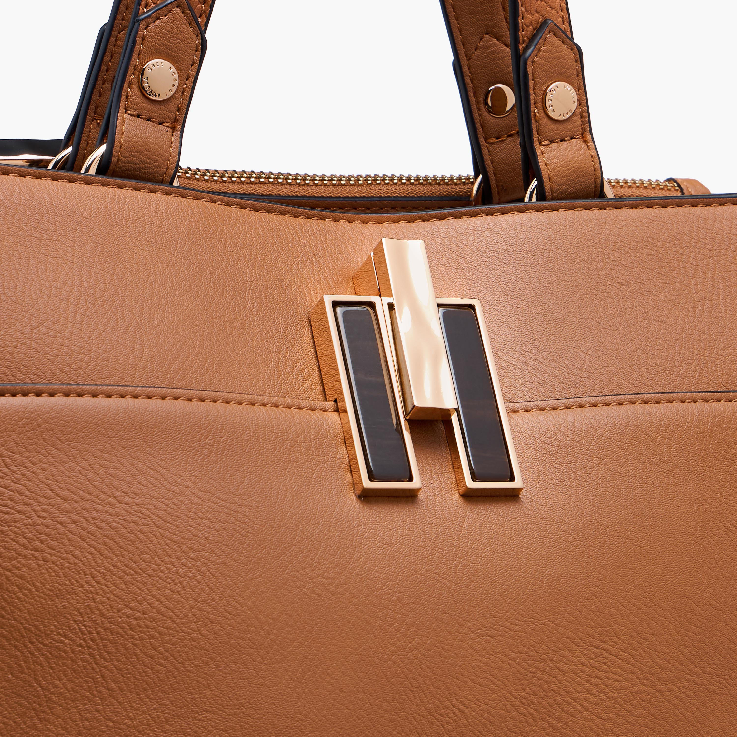 LUELLA GREY Textured Tote Bag with Button Closure and Detachable Strap-women-bagsandwallets-handbags-image-6