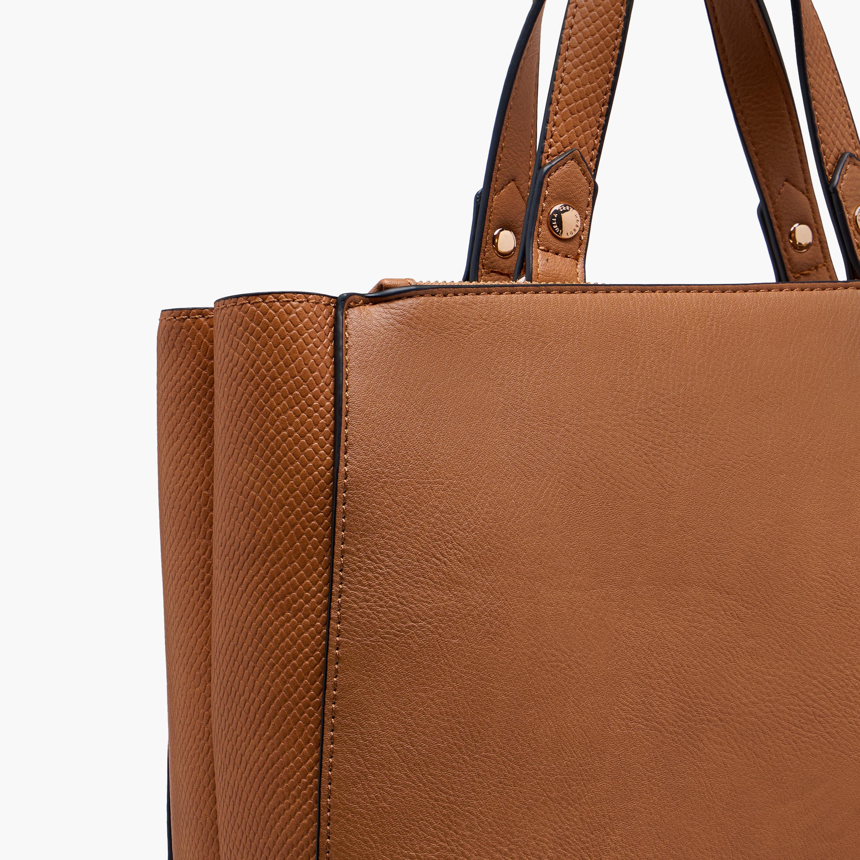 LUELLA GREY Textured Tote Bag with Button Closure and Detachable Strap-women-bagsandwallets-handbags-image-7