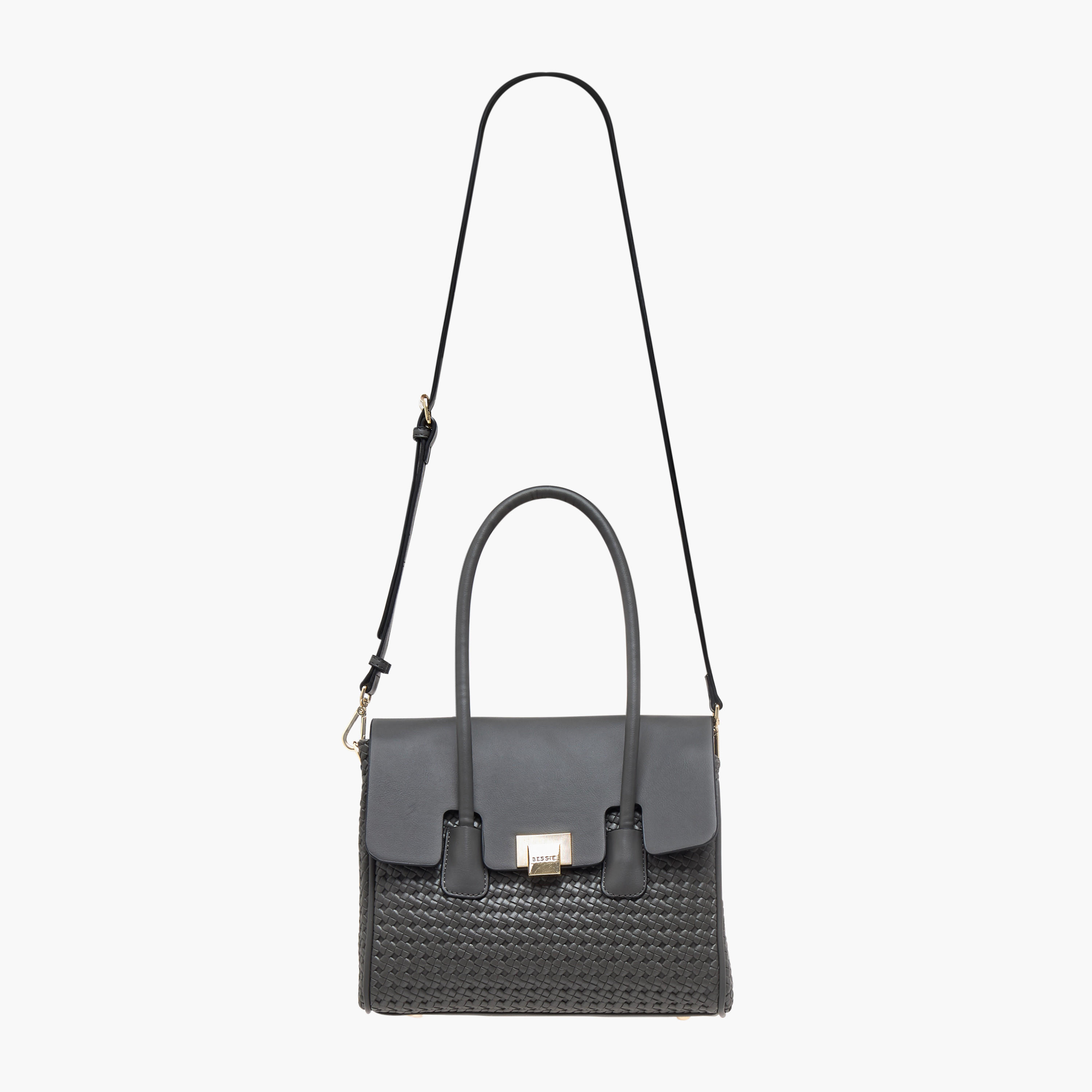 Bessie London Textured Tote Bag with Detachable Strap and Zip Closure-women-bagsandwallets-handbags-image-3