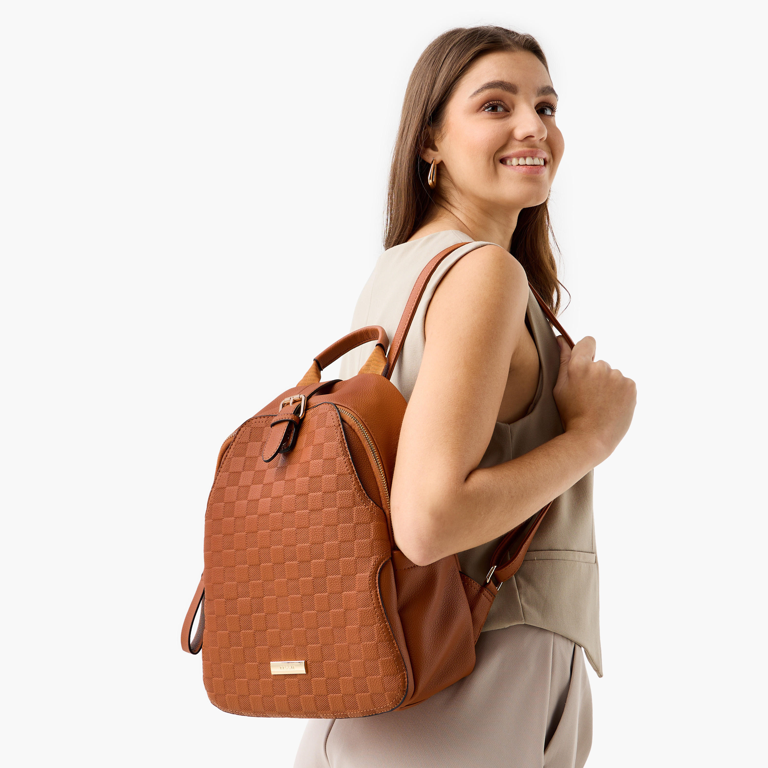Bessie London Quilted Backpack with Adjustable Shoulder Straps and Buckle Closure-women-bagsandwallets-backpacks-image-2