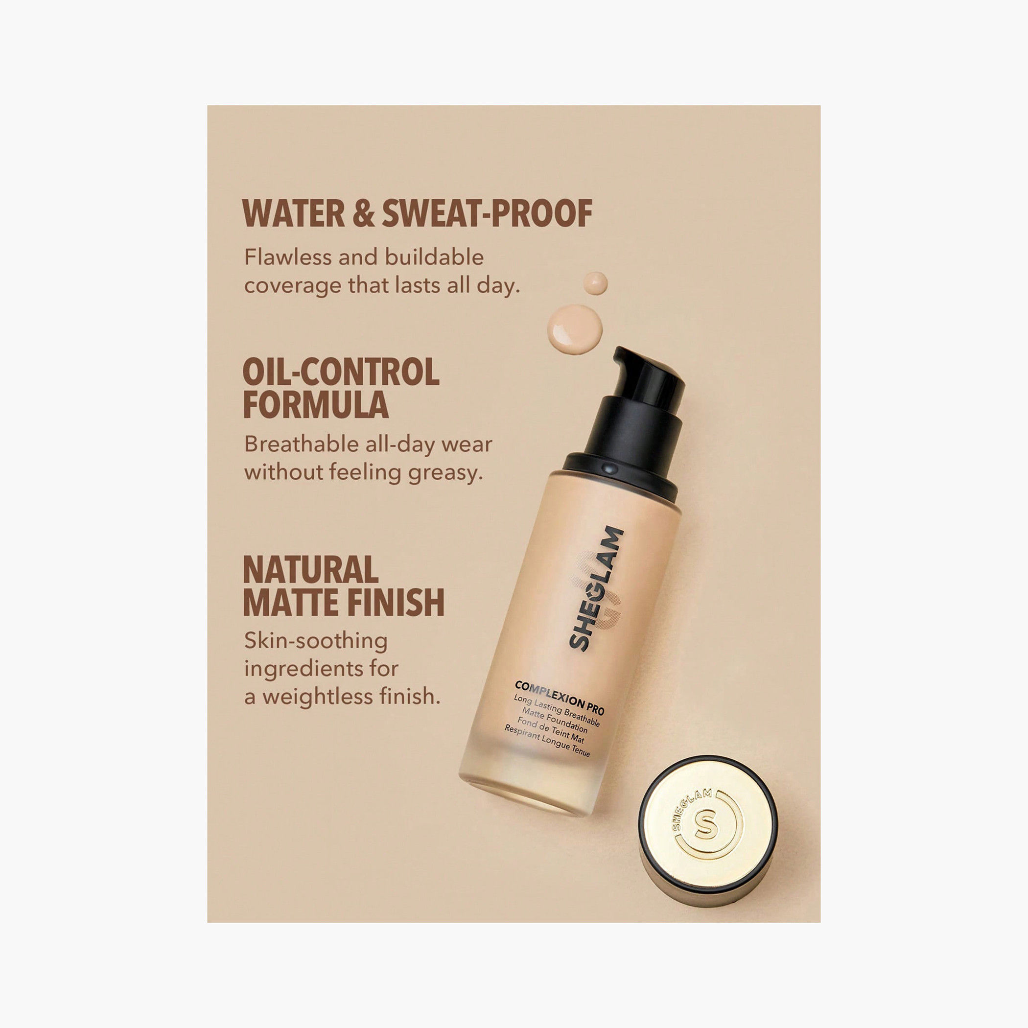 كريم أساس غير لامع يسمح بمرور الهواء ويدوم طويلًا كومبليكشن برو من شيجلام-beautyandpersonalcare-makeup-face-foundations-image-14