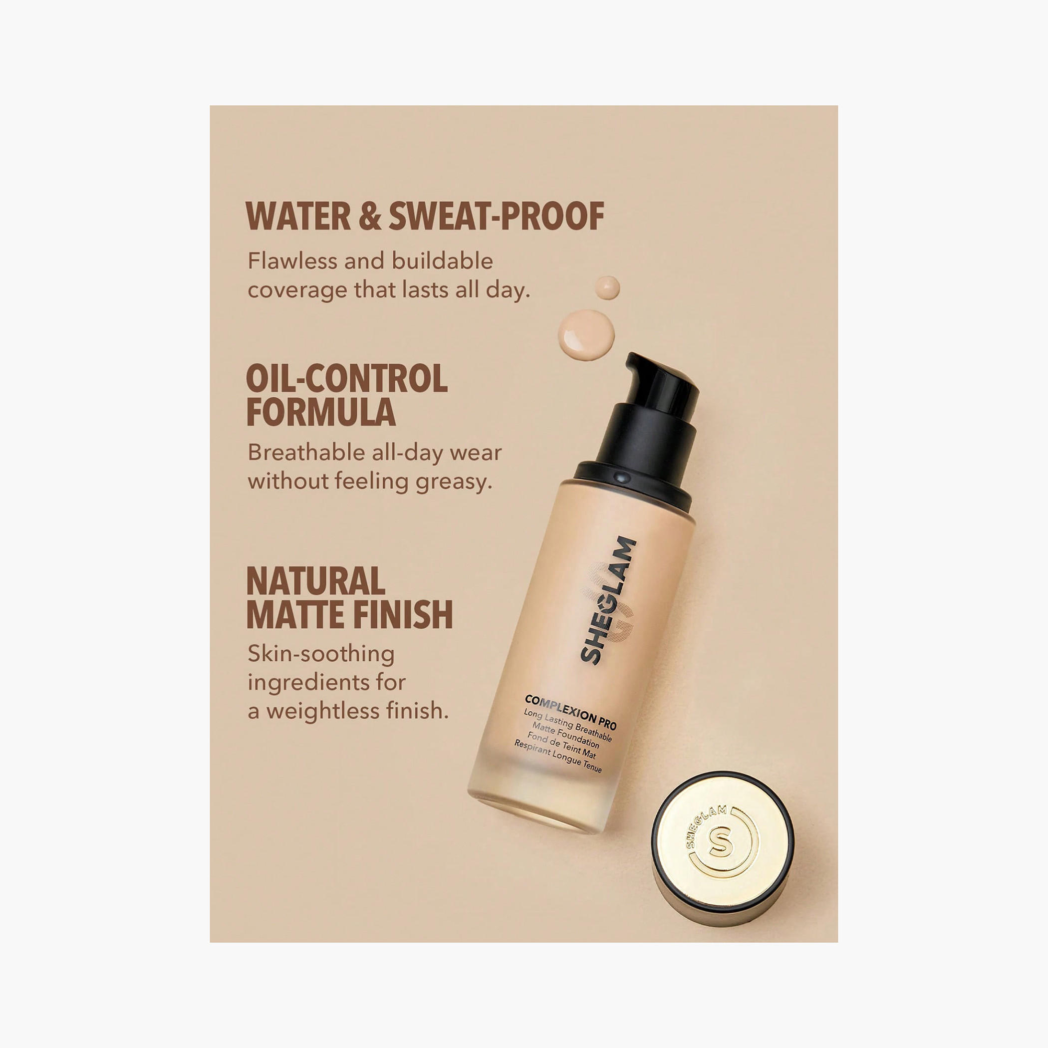 كريم أساس غير لامع يسمح بمرور الهواء ويدوم طويلًا كومبليكشن برو من شيجلام-beautyandpersonalcare-makeup-face-foundations-image-23
