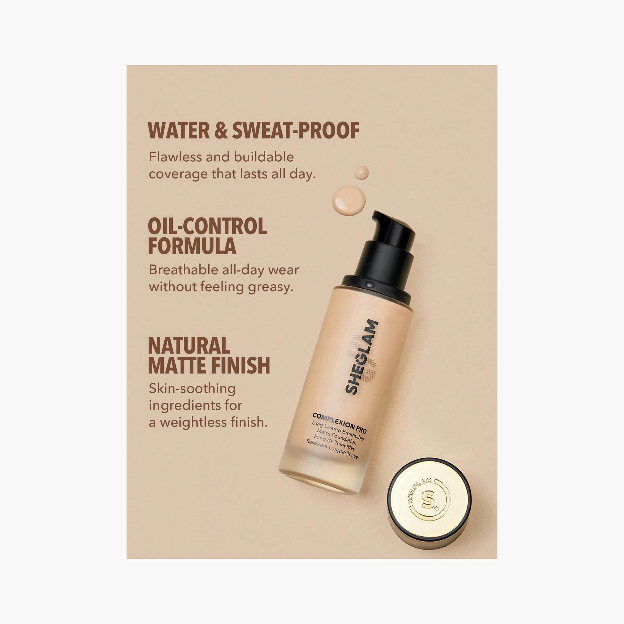 كريم أساس غير لامع يسمح بمرور الهواء ويدوم طويلًا كومبليكشن برو من شيجلام-beautyandpersonalcare-makeup-face-foundations-image-32