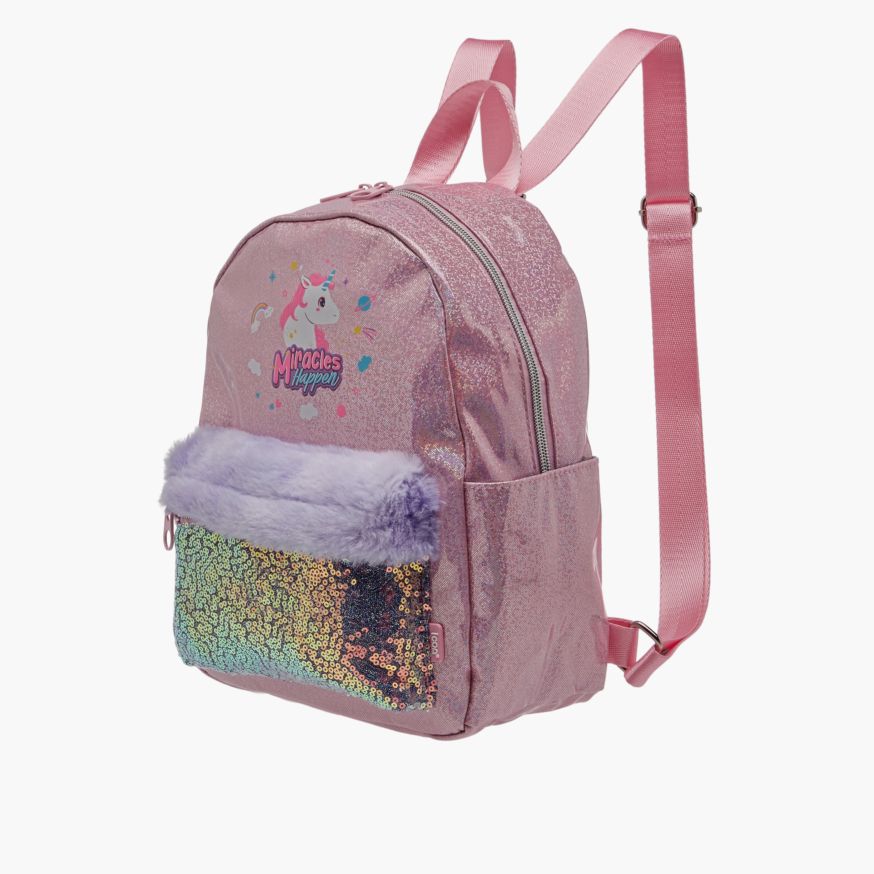 icon Sequinned Backpack with Adjustable Straps - 29x23x11 cms-school-bagsandbackpacks-backpacks-image-2