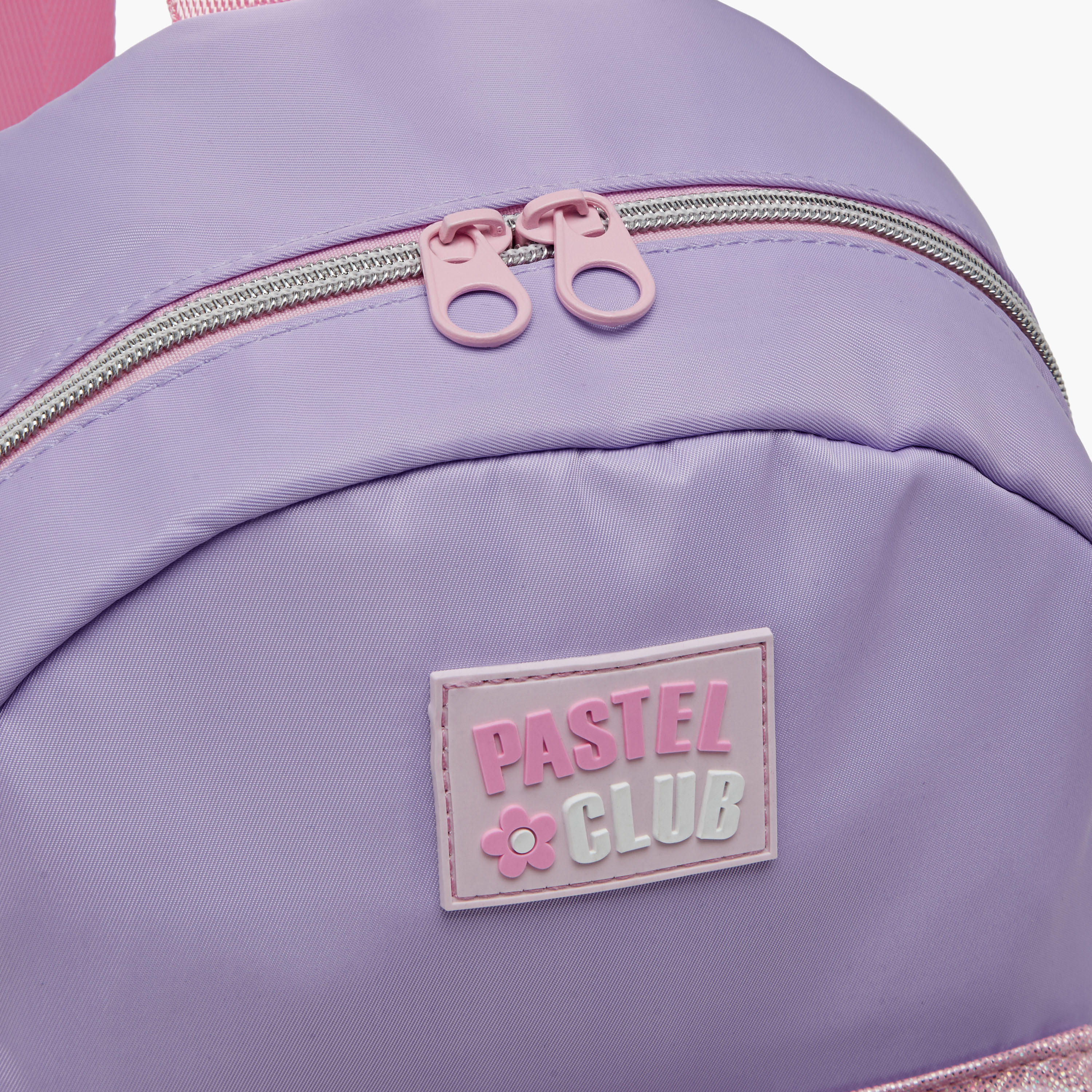 icon Colourblock Backpack with Adjustable Straps and Pom Pom Keychain - 27x23x11 cms-school-bagsandbackpacks-backpacks-image-4