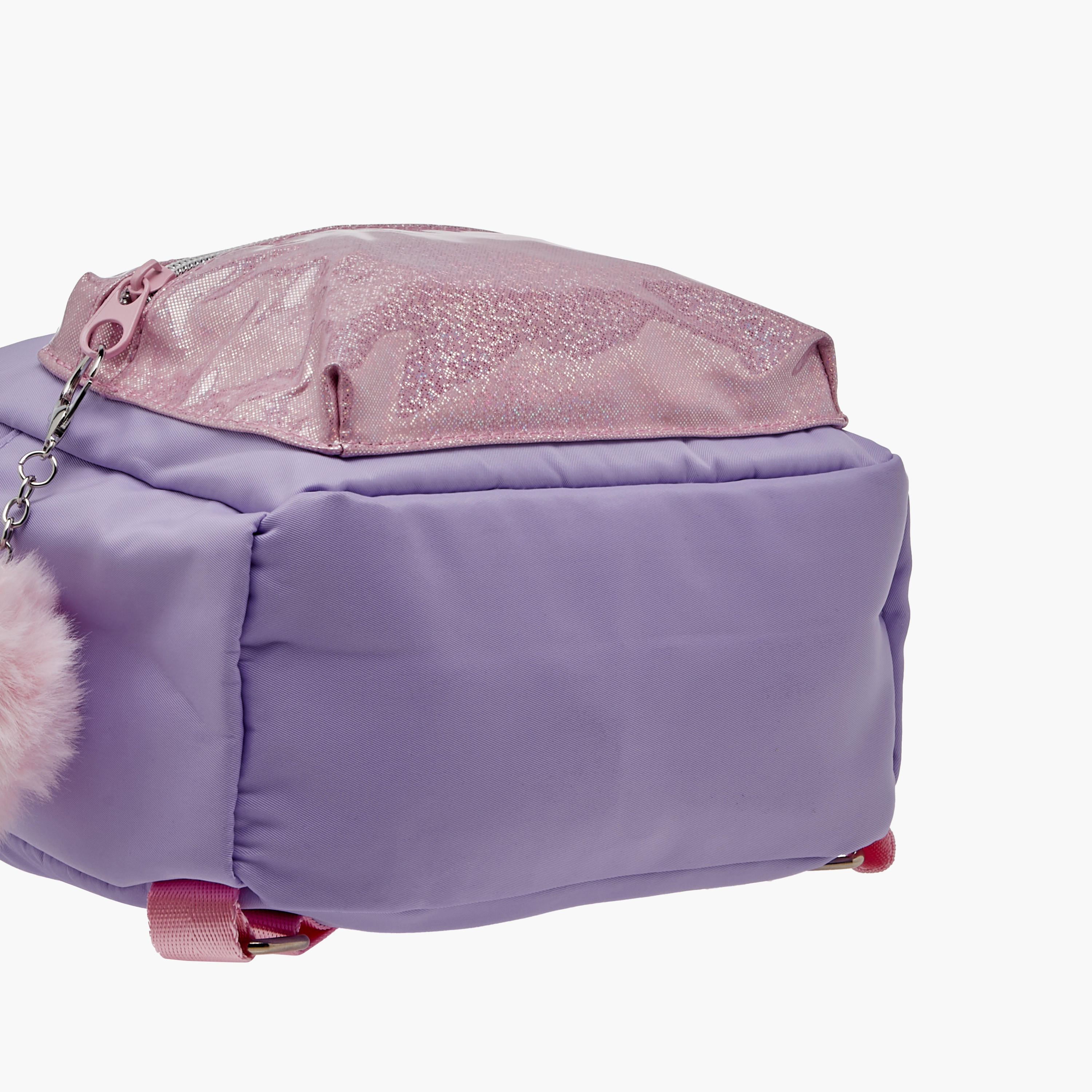 icon Colourblock Backpack with Adjustable Straps and Pom Pom Keychain - 27x23x11 cms-school-bagsandbackpacks-backpacks-image-6