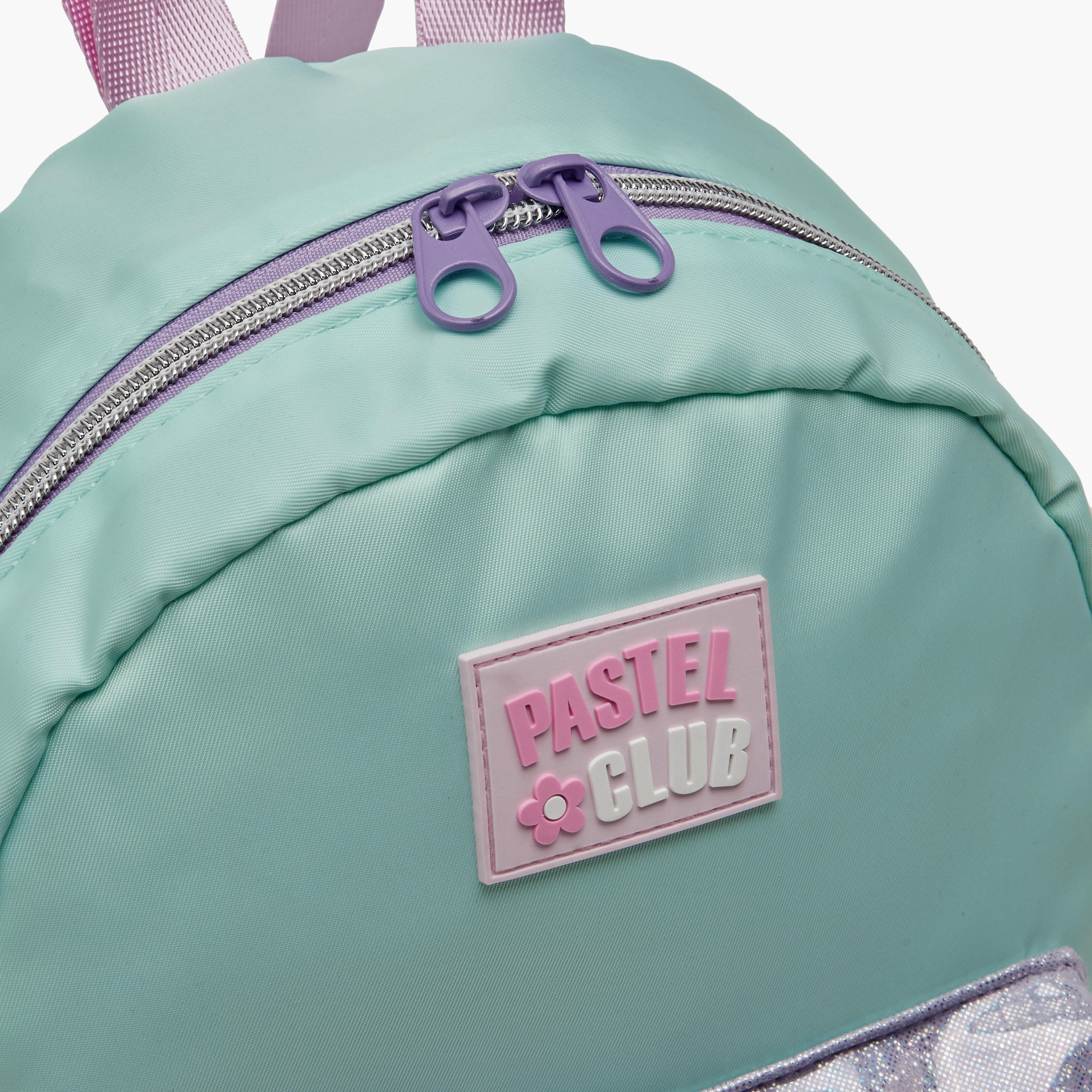 icon Colourblock Backpack with Adjustable Straps and Pom Pom Keychain - 27x23x11 cms-school-bagsandbackpacks-backpacks-image-5