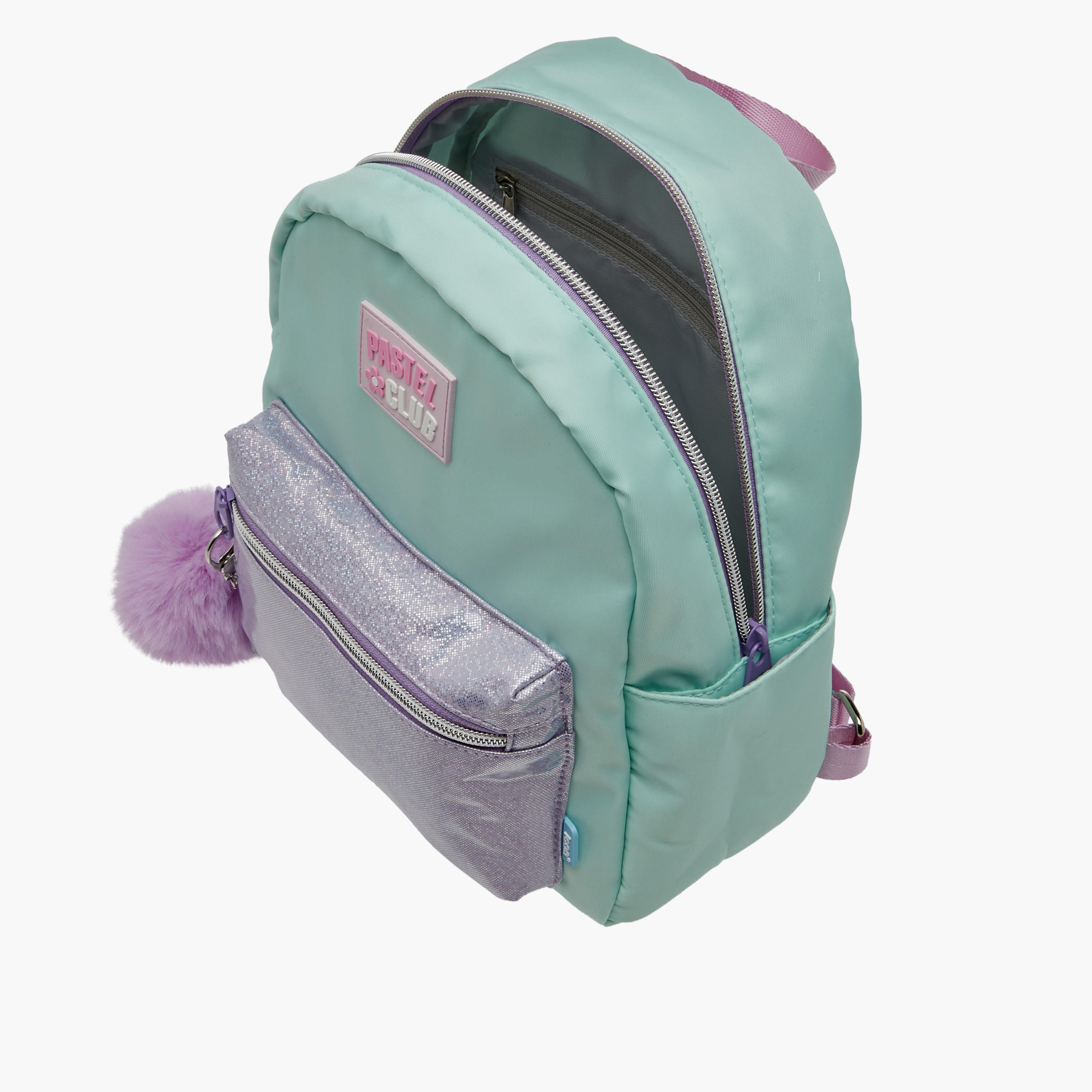 icon Colourblock Backpack with Adjustable Straps and Pom Pom Keychain - 27x23x11 cms-school-bagsandbackpacks-backpacks-image-7
