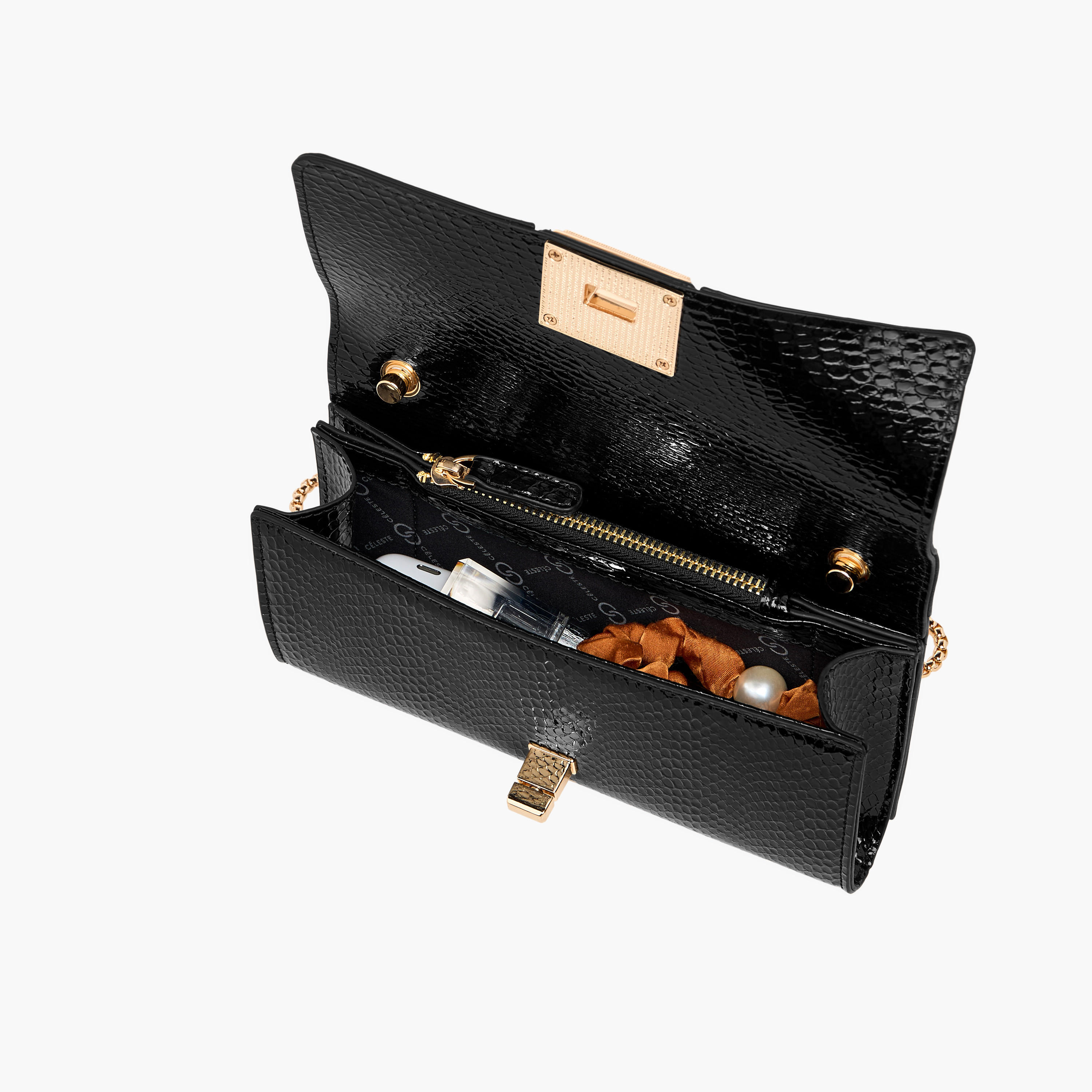 Celeste Textured Clutch with Chain Strap-women-bagsandwallets-wallets-image-7