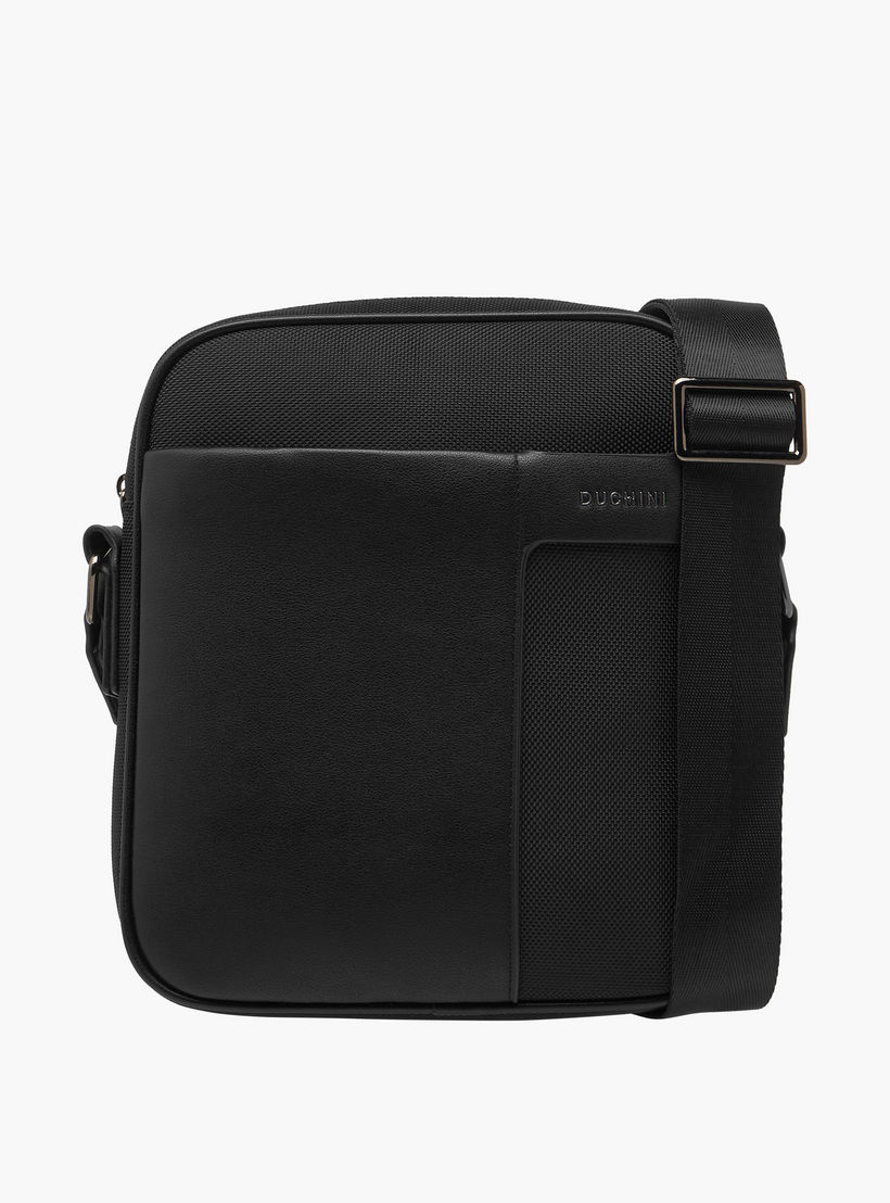Duchini Solid Crossbody Bag with Adjustable Strap and Zip Closure-men-bags-image-1