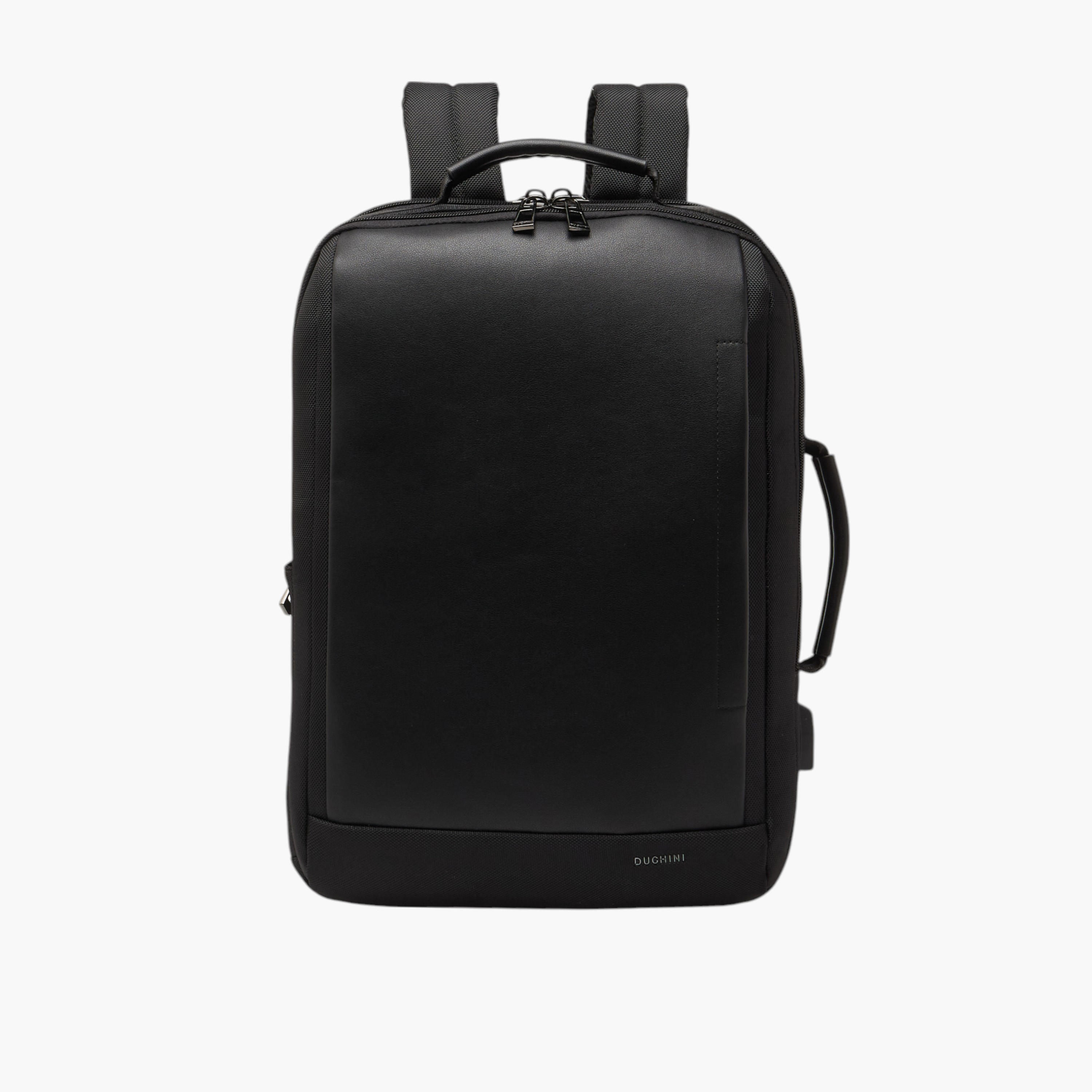 Duchini Solid Backpack with Adjustable Straps and Handle-men-bags-image-1