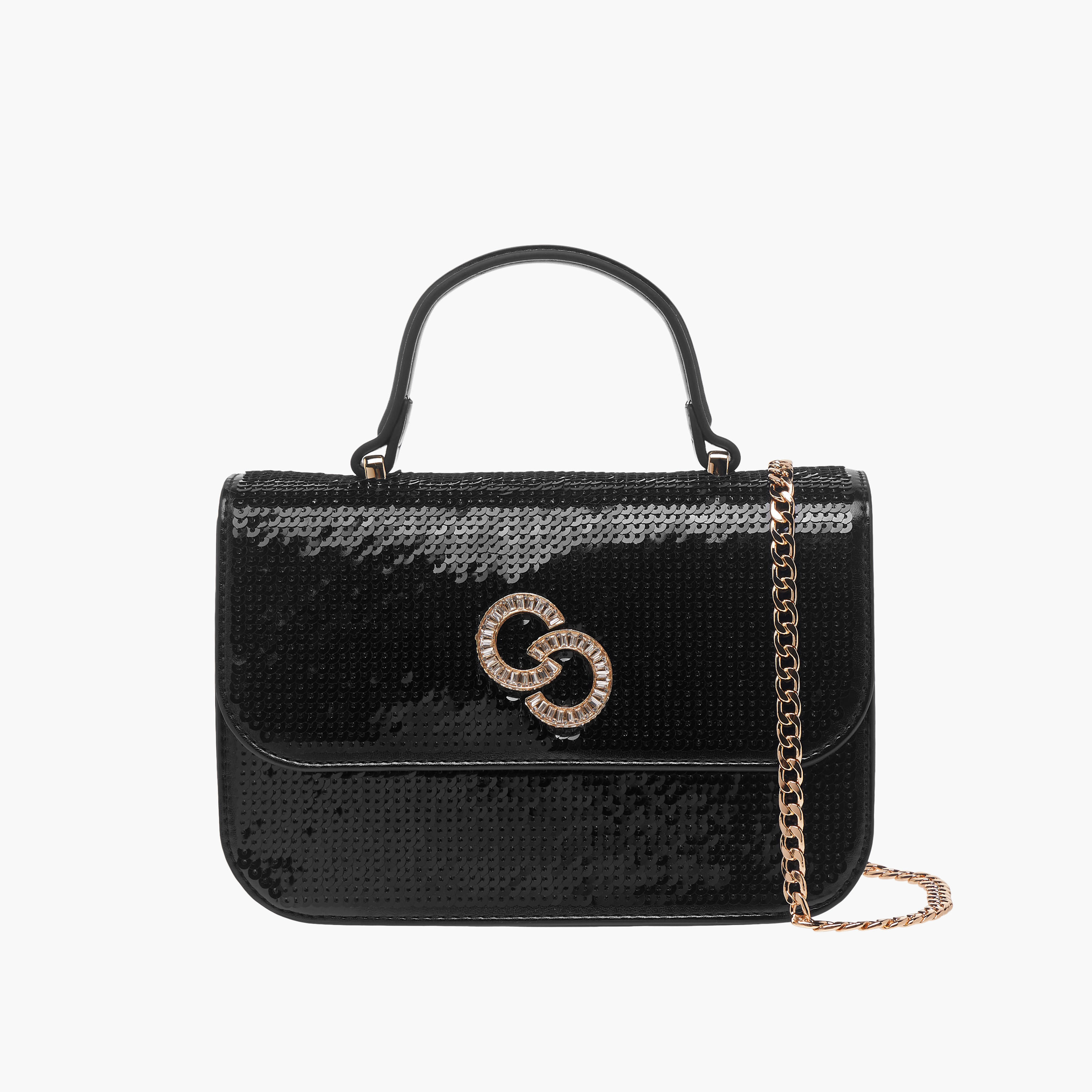 Celeste Sequinned Satchel Bag with Handle and Detachable Strap-women-bagsandwallets-handbags-image-1