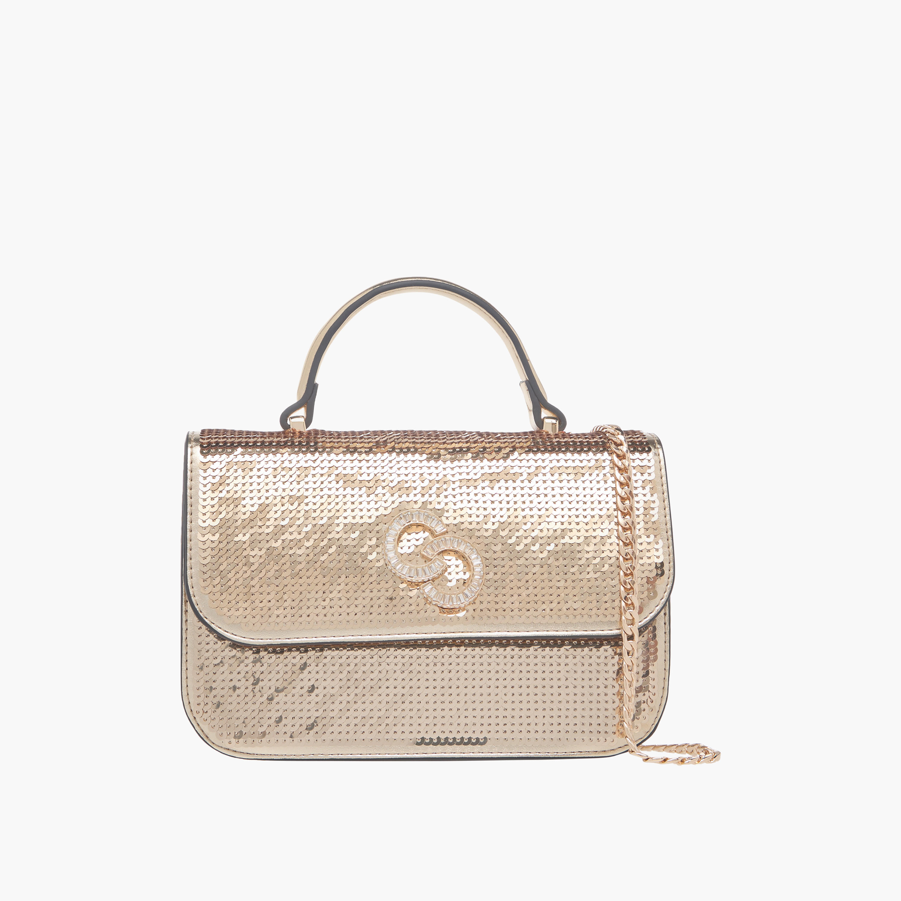 Celeste Sequinned Satchel Bag with Handle and Detachable Strap-women-bagsandwallets-handbags-image-1