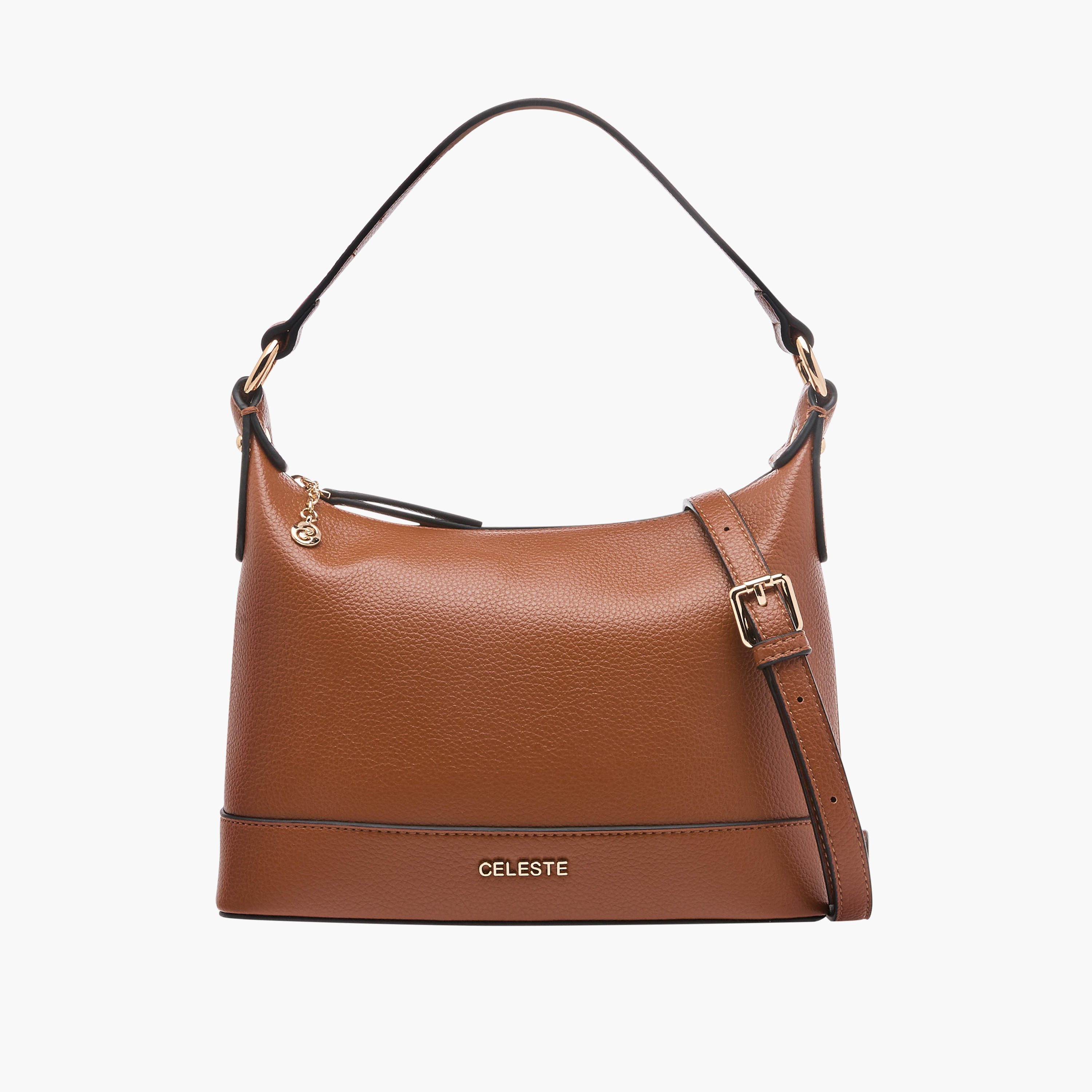 شنطة كتف بارزة الملمس بحزام قابل للتعديل وسحاب إغلاق من سيليست-women-bagsandwallets-handbags-image-1