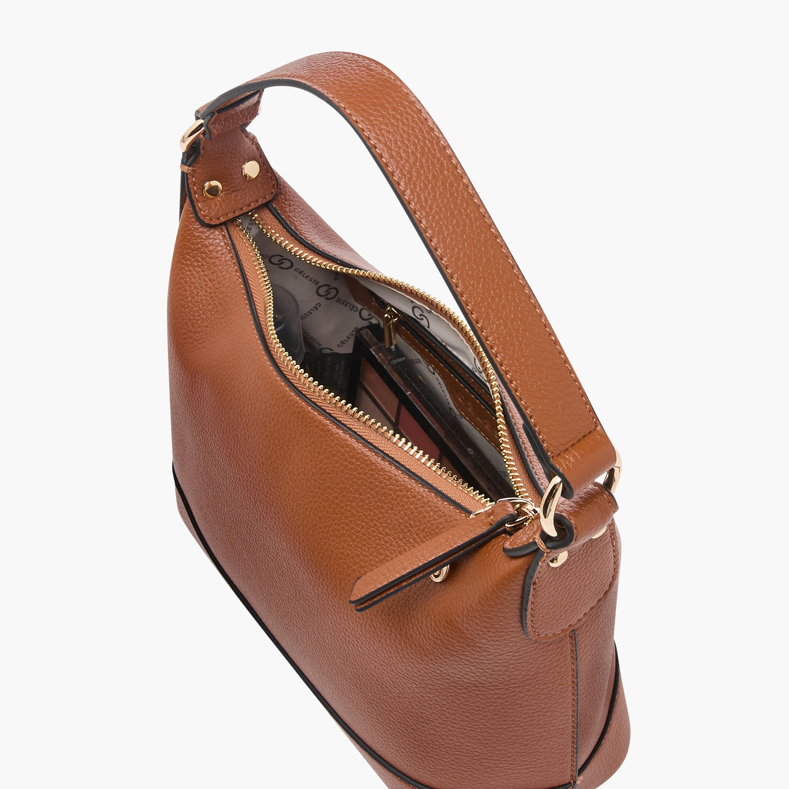 شنطة كتف بارزة الملمس بحزام قابل للتعديل وسحاب إغلاق من سيليست-women-bagsandwallets-handbags-image-7