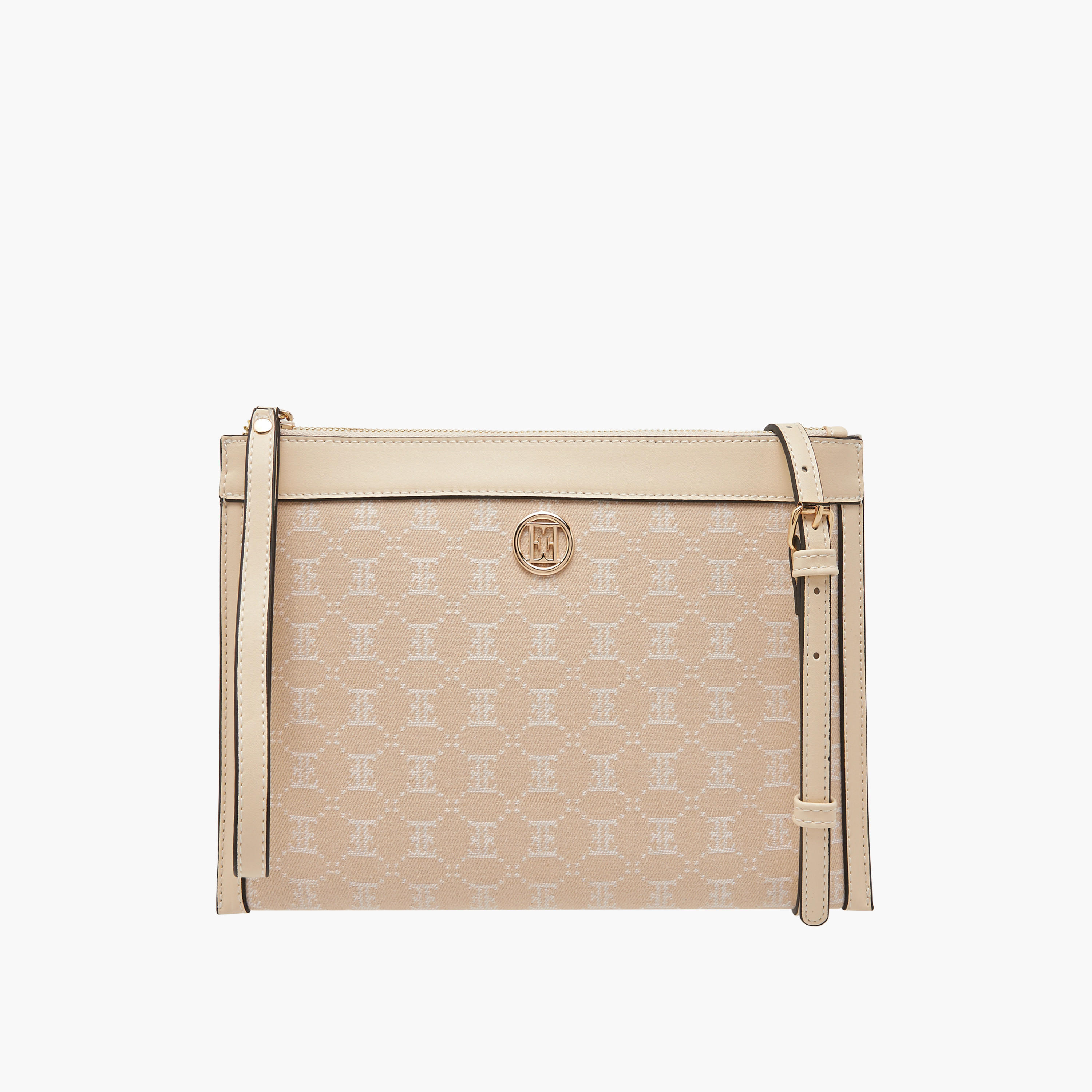 شنطة كروس بودي بارزة الملمس مونوجرام وحزام قابل للتعديل من إيل-women-bagsandwallets-handbags-image-1