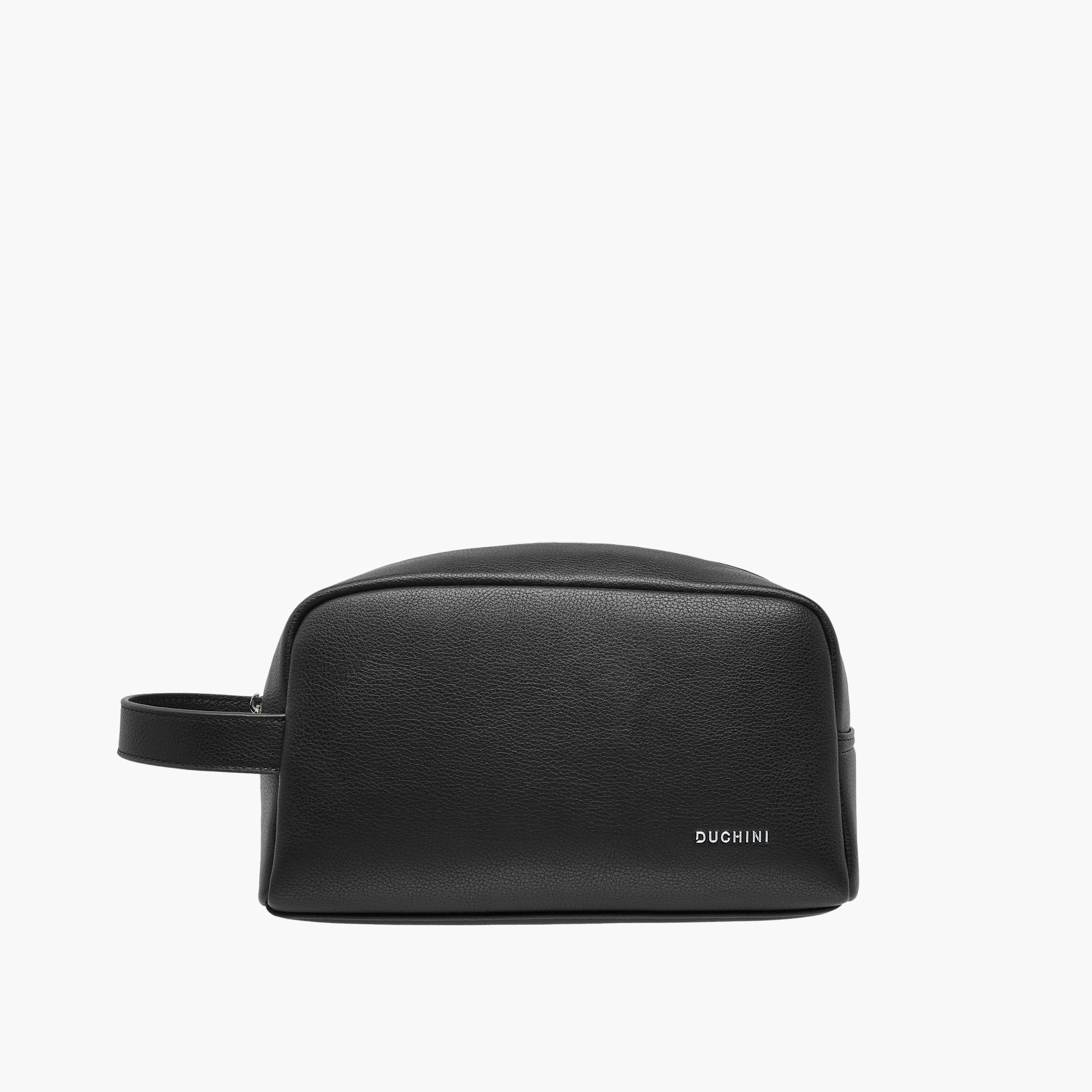 Duchini Textured Pouch with Zip Closure and Wristlet Strap-men-bags-image-1