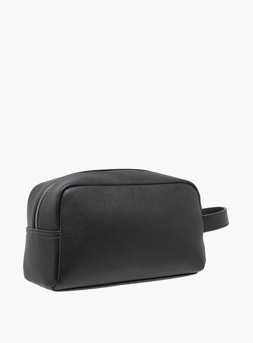Duchini Textured Pouch with Zip Closure and Wristlet Strap-men-bags-image-3