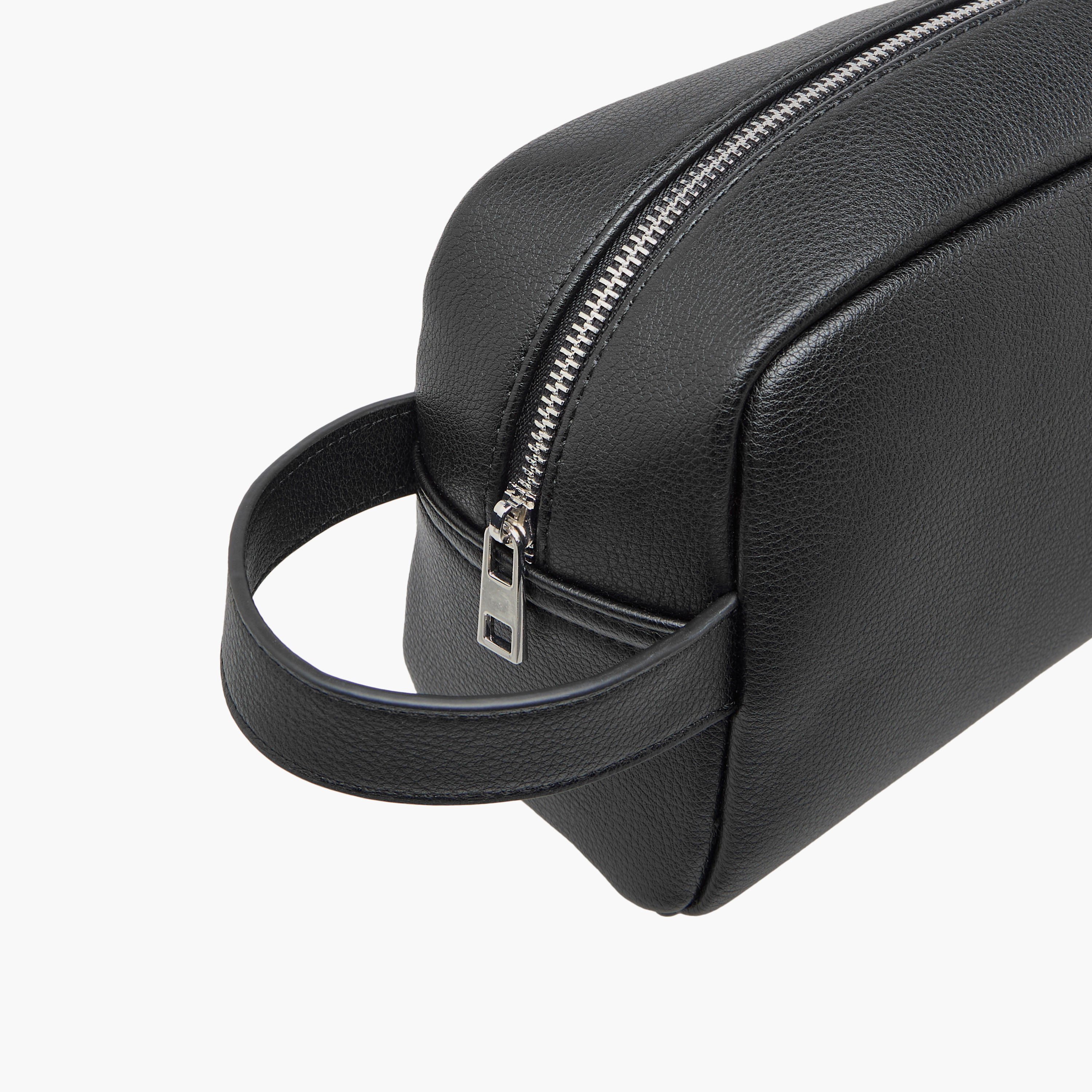 Duchini Textured Pouch with Zip Closure and Wristlet Strap-men-bags-image-4