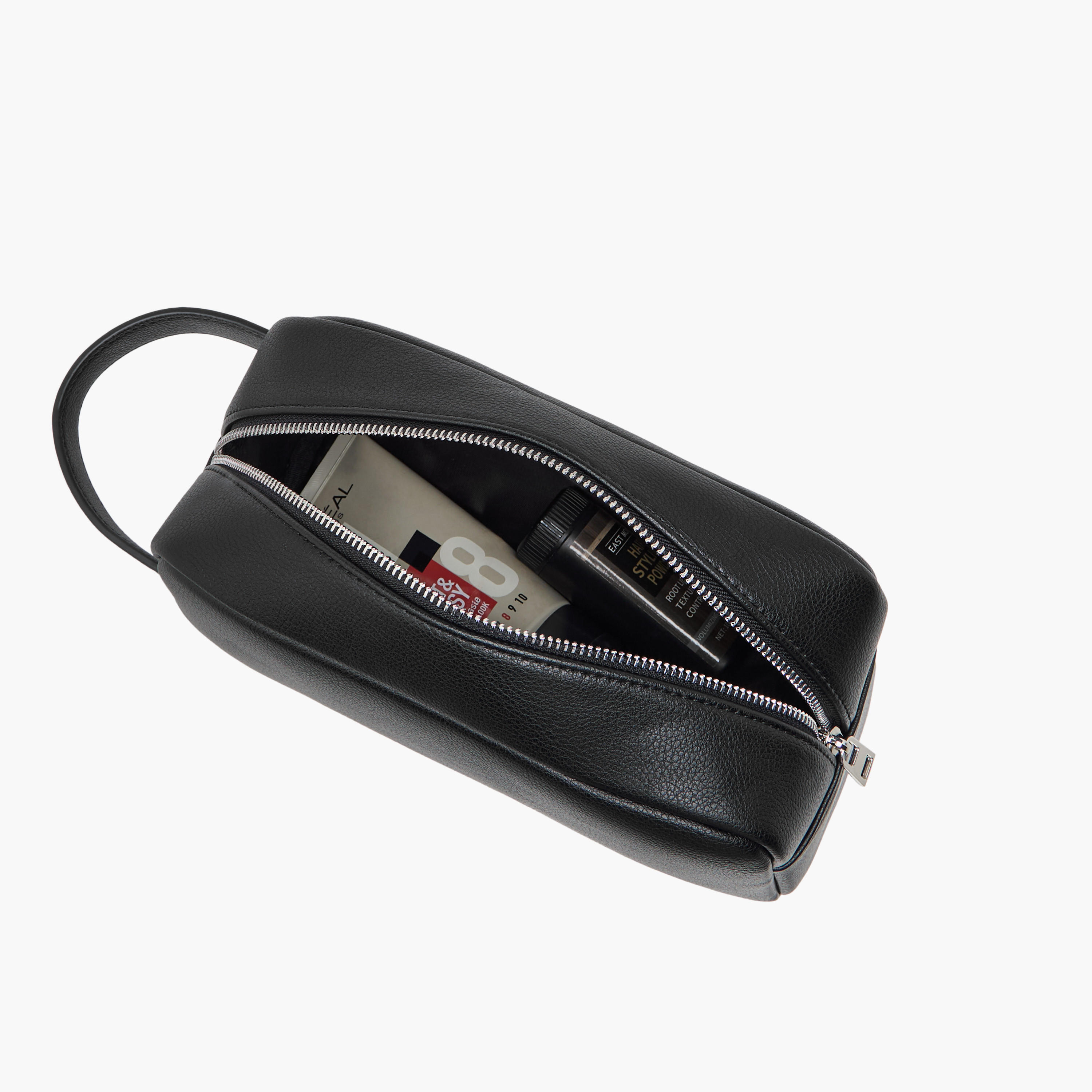 Duchini Textured Pouch with Zip Closure and Wristlet Strap-men-bags-image-7