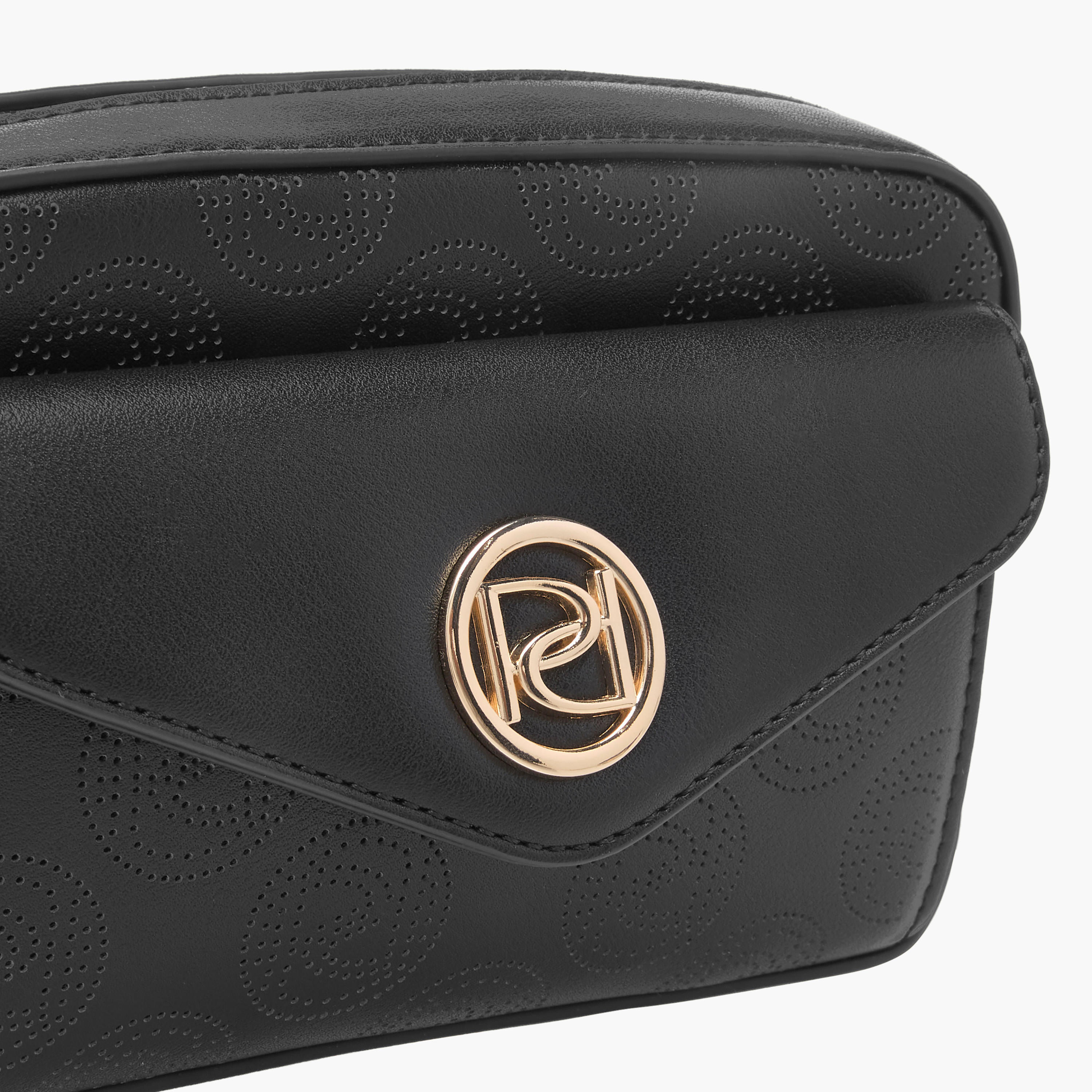 Paprika Monogram Detail Crossbody Bag with Detachable Chain Strap and Zip Closure-women-bagsandwallets-handbags-image-4