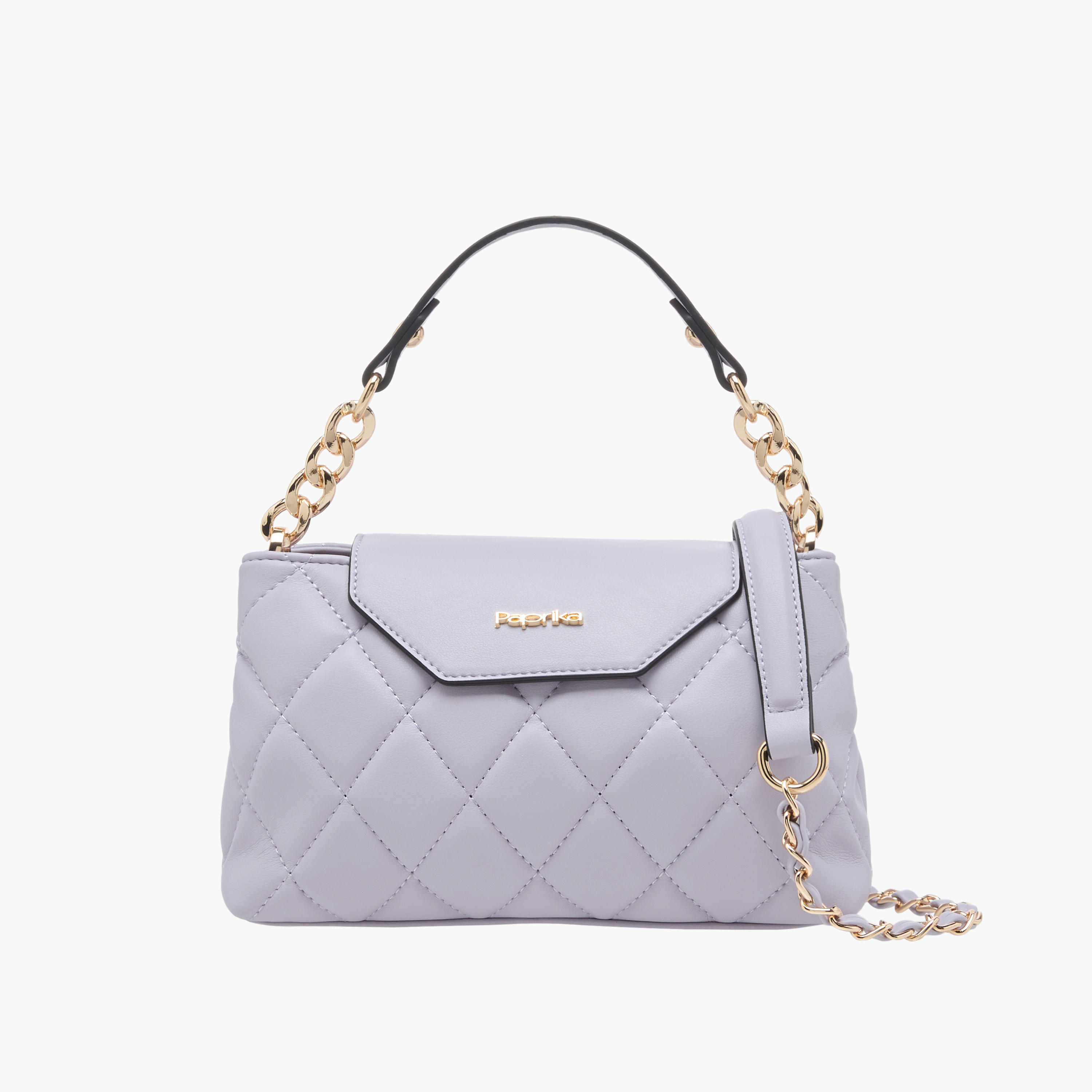 Paprika Quilted Crossbody Bag with Detachable Chain Strap and Flap Closure-women-bagsandwallets-handbags-image-1