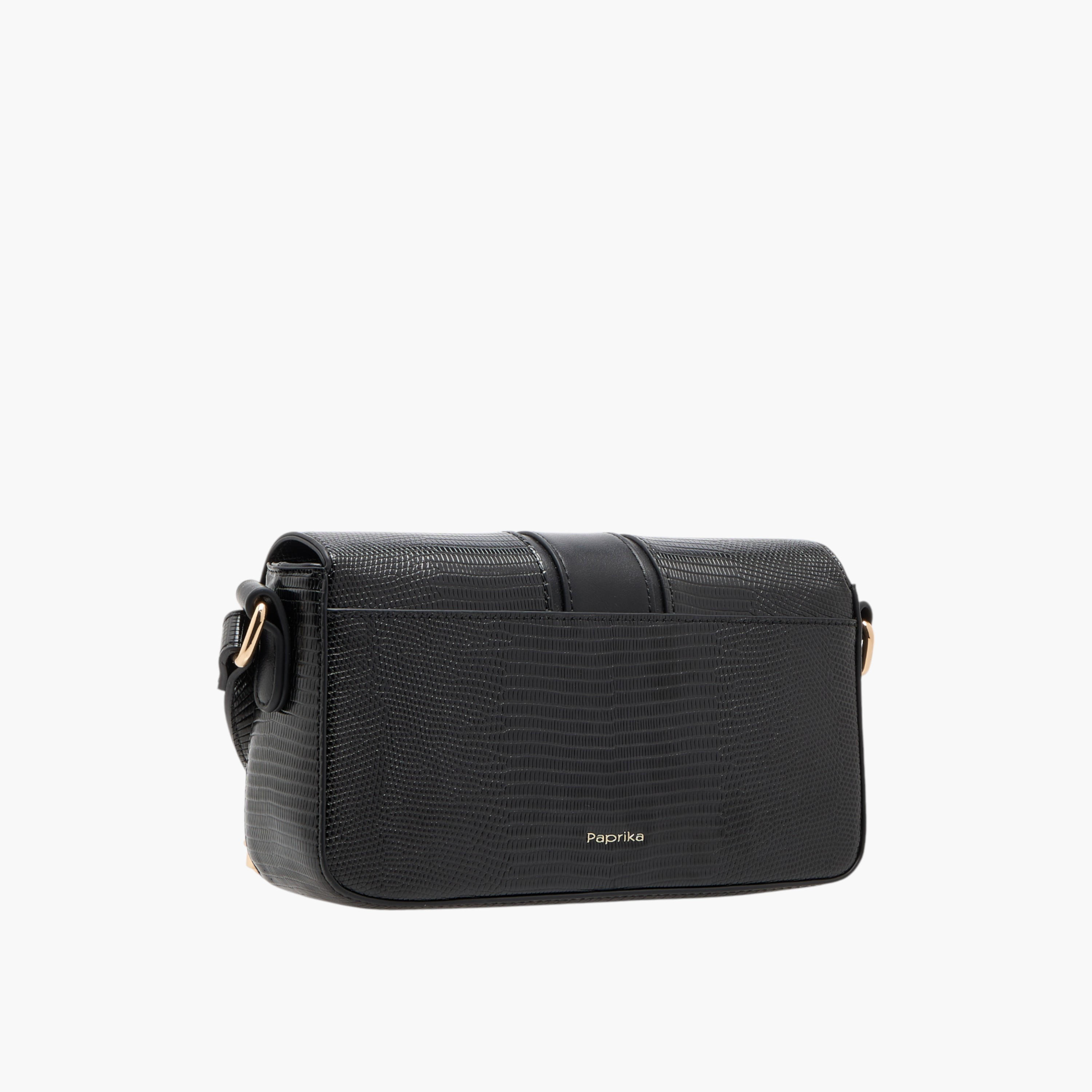 Paprika Textured Crossbody Bag with Adjustable Strap and Flap Closure-women-bagsandwallets-handbags-image-3