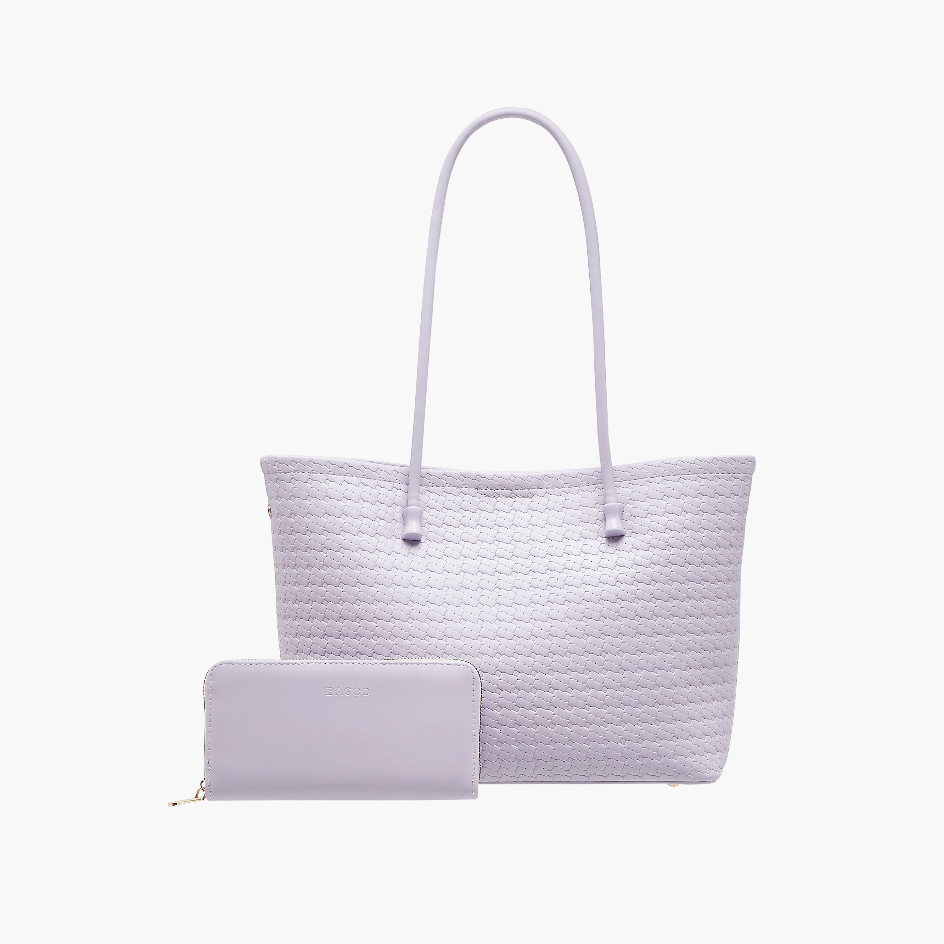 Bagco Textured Tote Bag and Zip Around Wallet Set-women-bagsandwallets-handbags-image-1