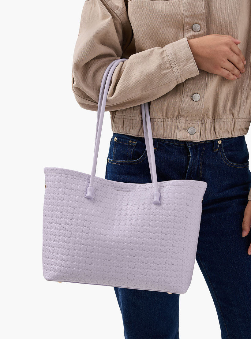 Bagco Textured Tote Bag and Zip Around Wallet Set-women-bagsandwallets-handbags-image-2