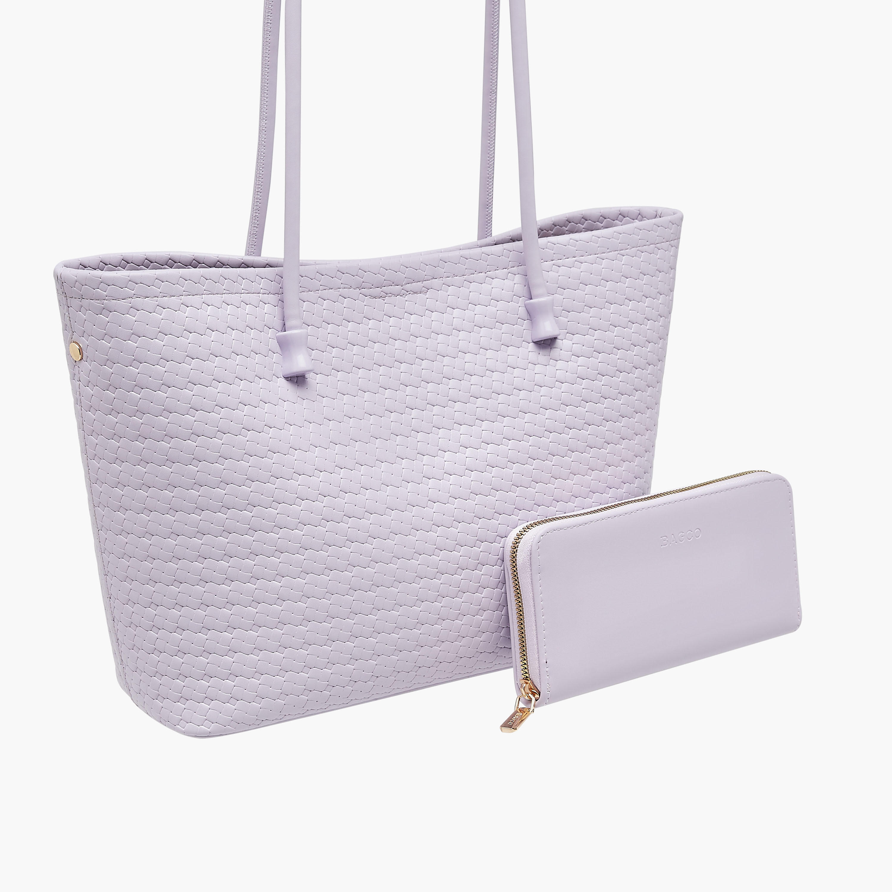 طقم شنطة توتي بارزة الملمس مع محفظة بسحاب دائري من باجكو-women-bagsandwallets-handbags-image-7