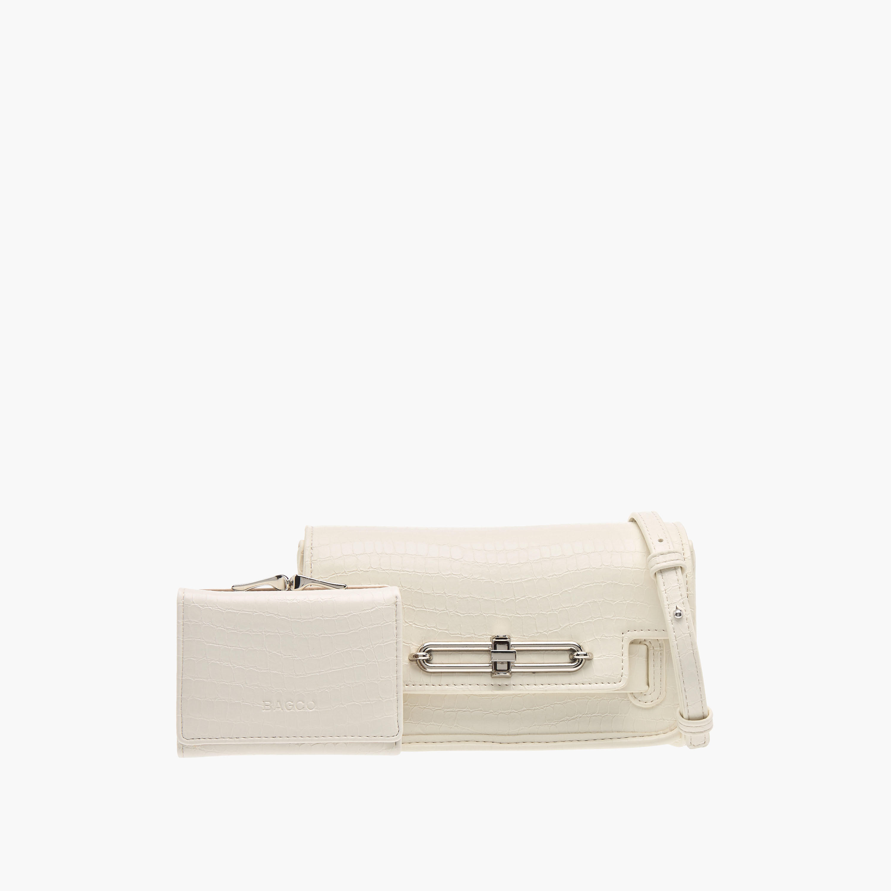 شنطة كروس بودي بارزة الملمس بحزام قابل للتعديل مع محفظة من باجكو-women-bagsandwallets-handbags-image-1