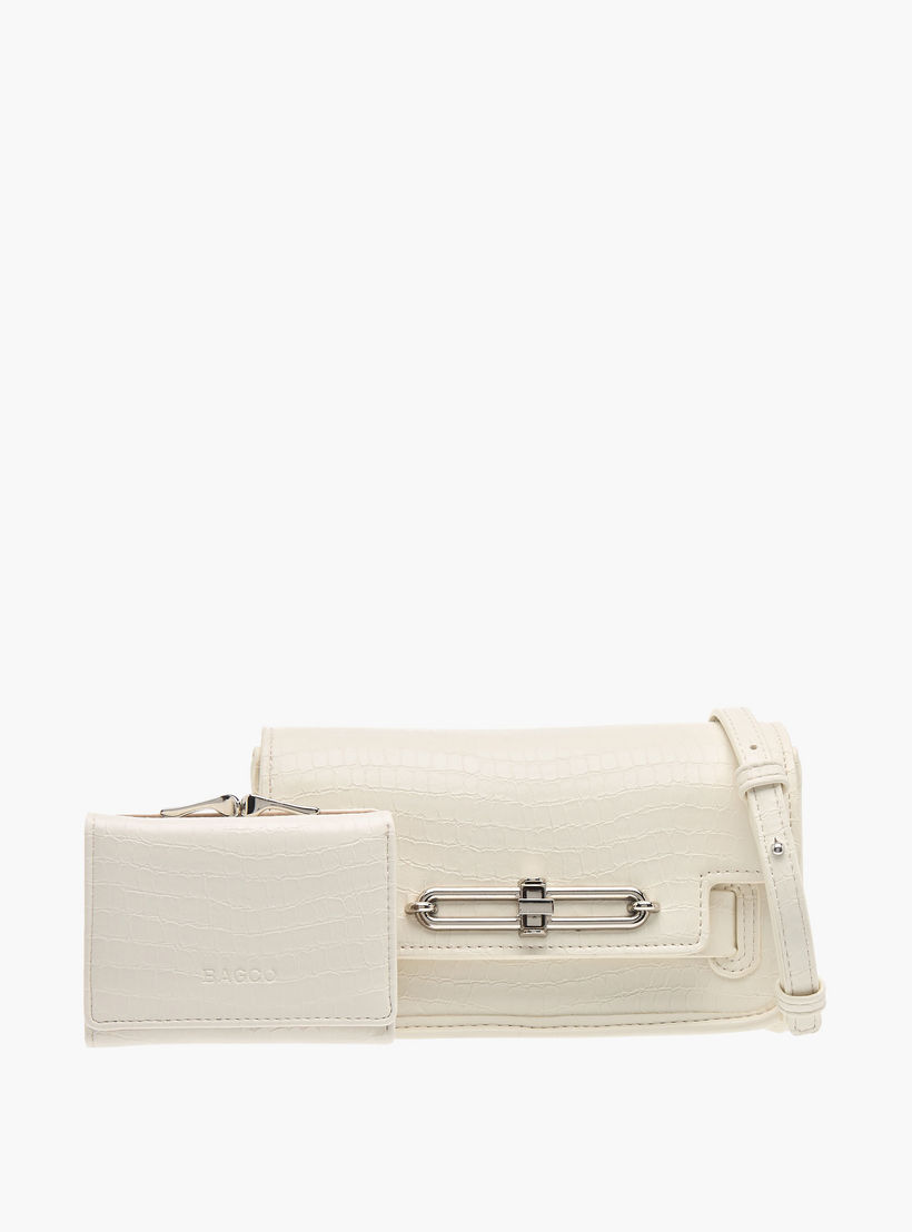 شنطة كروس بودي بارزة الملمس بحزام قابل للتعديل مع محفظة من باجكو-women-bagsandwallets-handbags-image-1