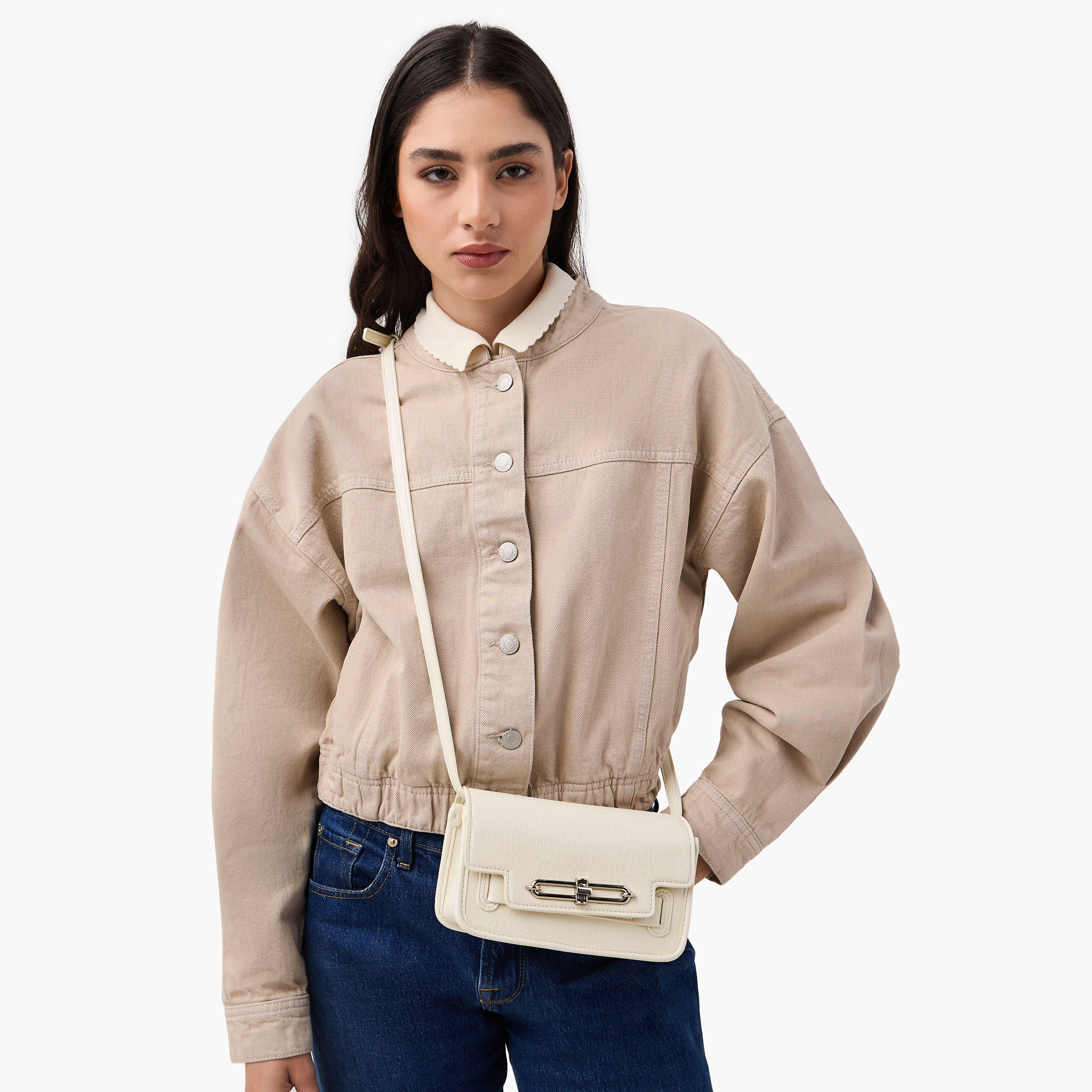 Bagco Textured Crossbody Bag with Adjustable Strap and Wallet-women-bagsandwallets-handbags-image-2