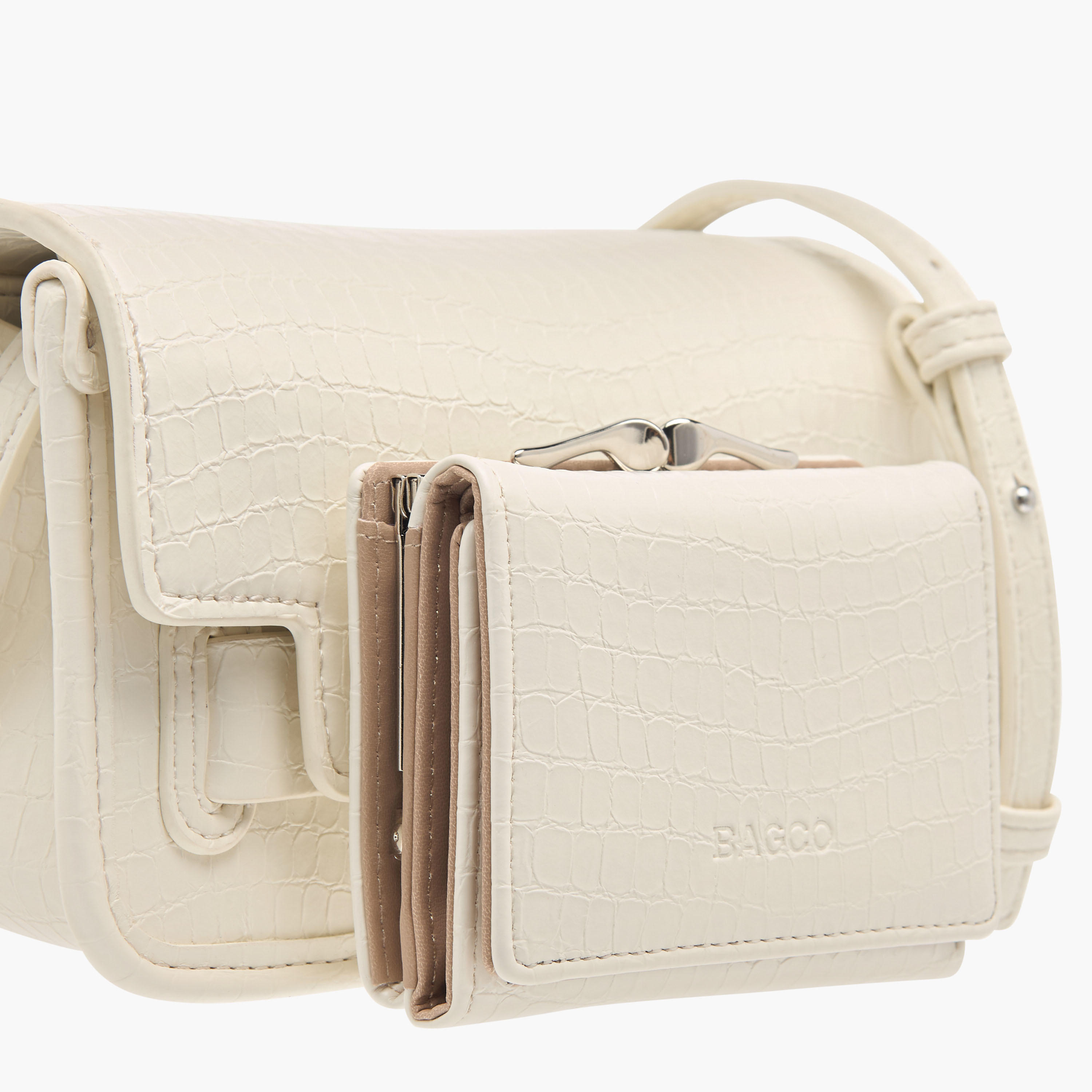 Bagco Textured Crossbody Bag with Adjustable Strap and Wallet-women-bagsandwallets-handbags-image-6