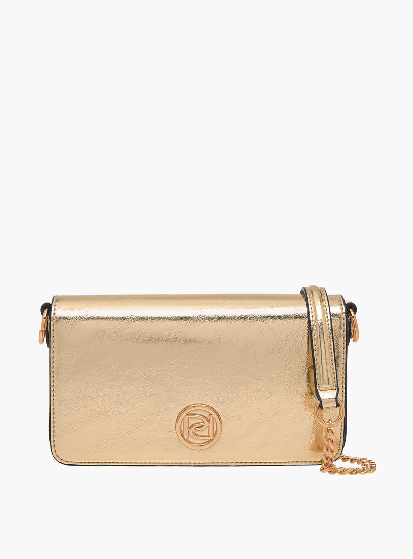 Paprika Logo Detail Crossbody Bag with Chain Strap and Flap Closure-women-bagsandwallets-handbags-image-1