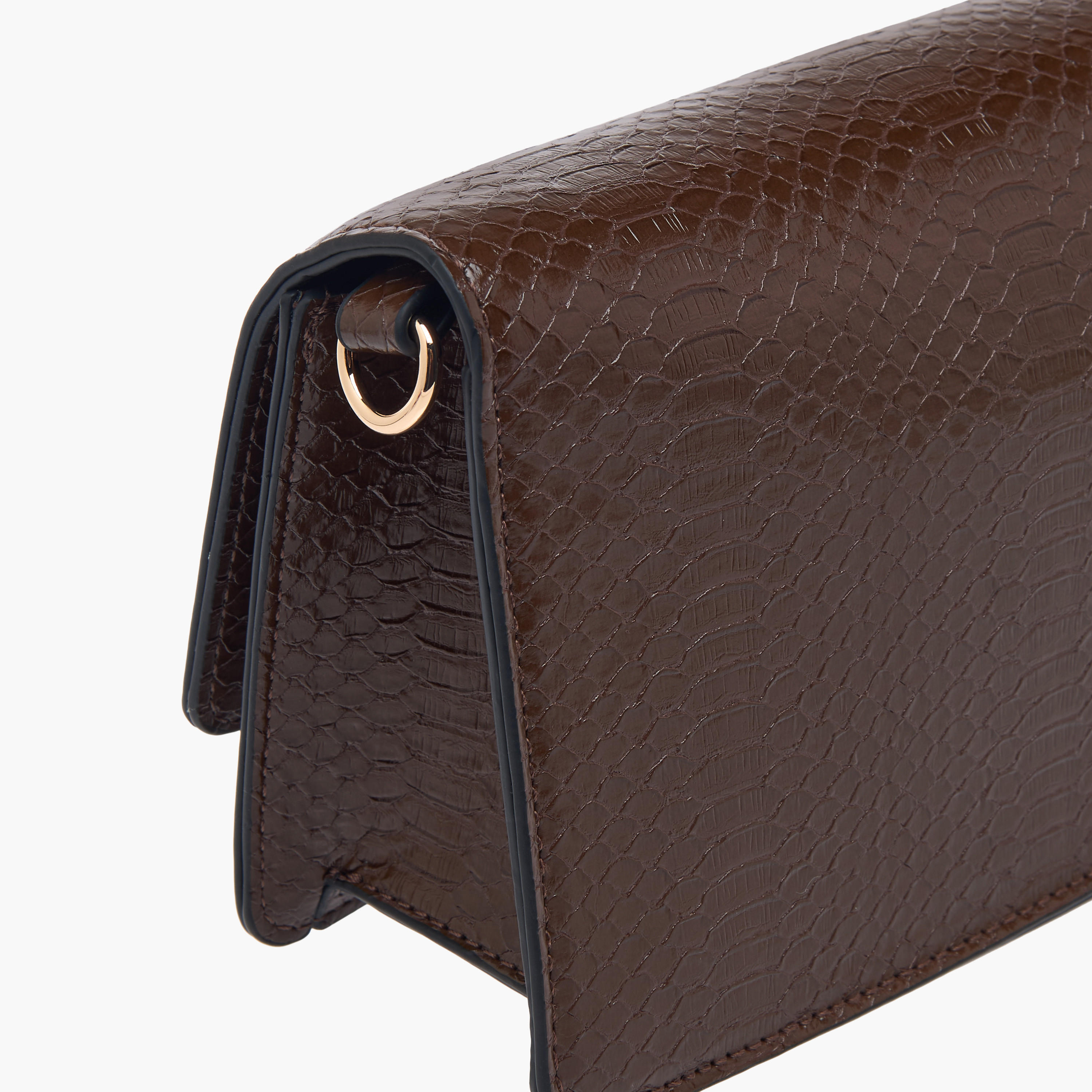 Paprika Textured Crossbody Bag with Chain Strap and Flap Closure-women-bagsandwallets-handbags-image-5