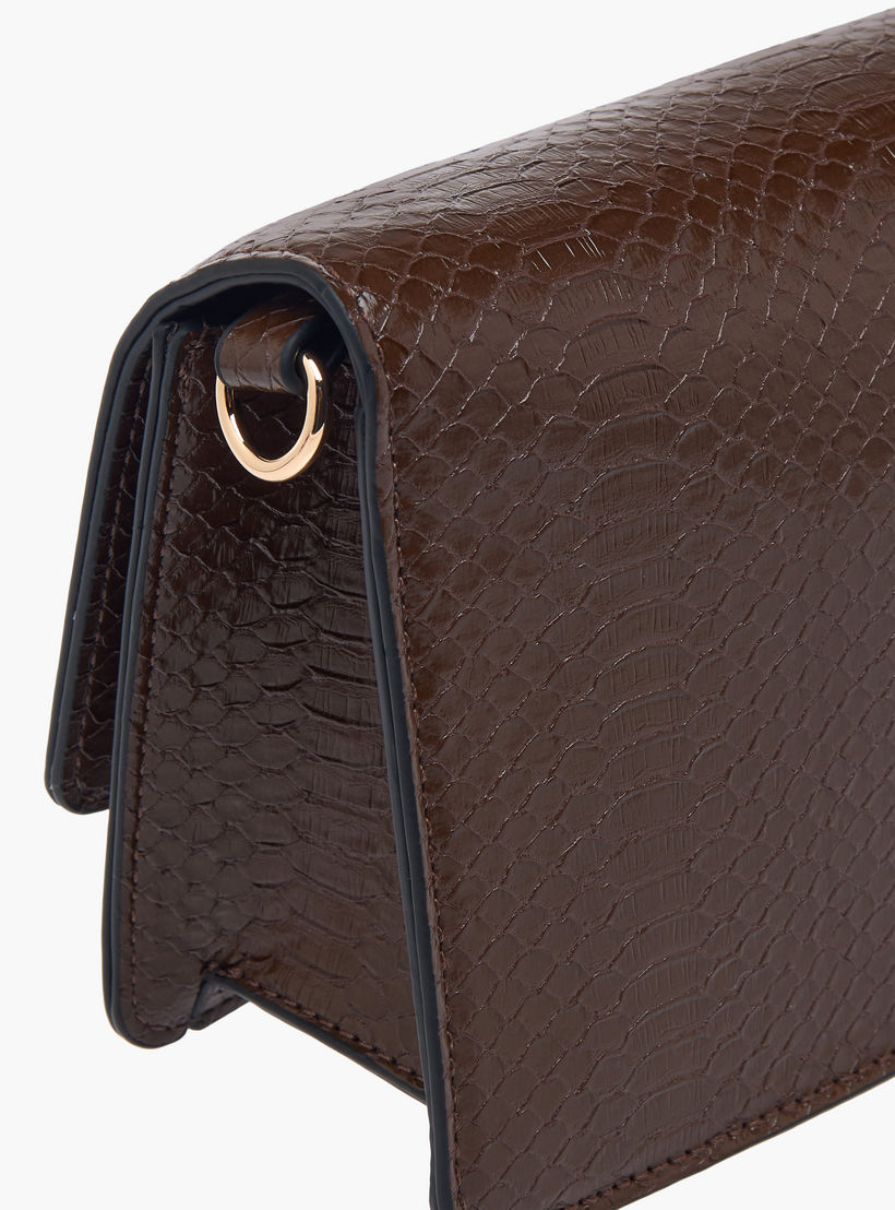 Paprika Textured Crossbody Bag with Chain Strap and Flap Closure-women-bagsandwallets-handbags-image-5