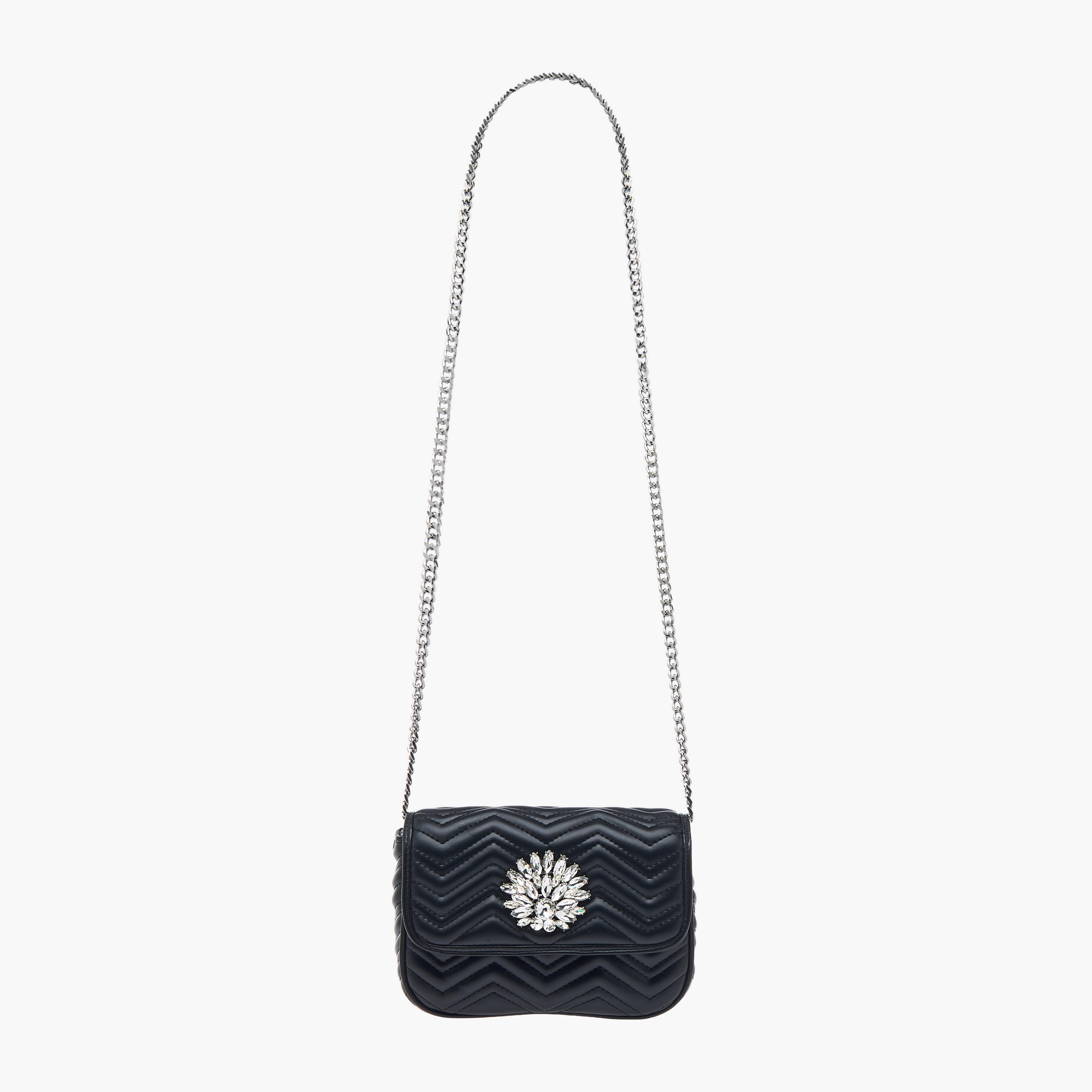 Paprika Embellished Crossbody Bag with Chain Strap and Flap Closure-women-bagsandwallets-handbags-image-2
