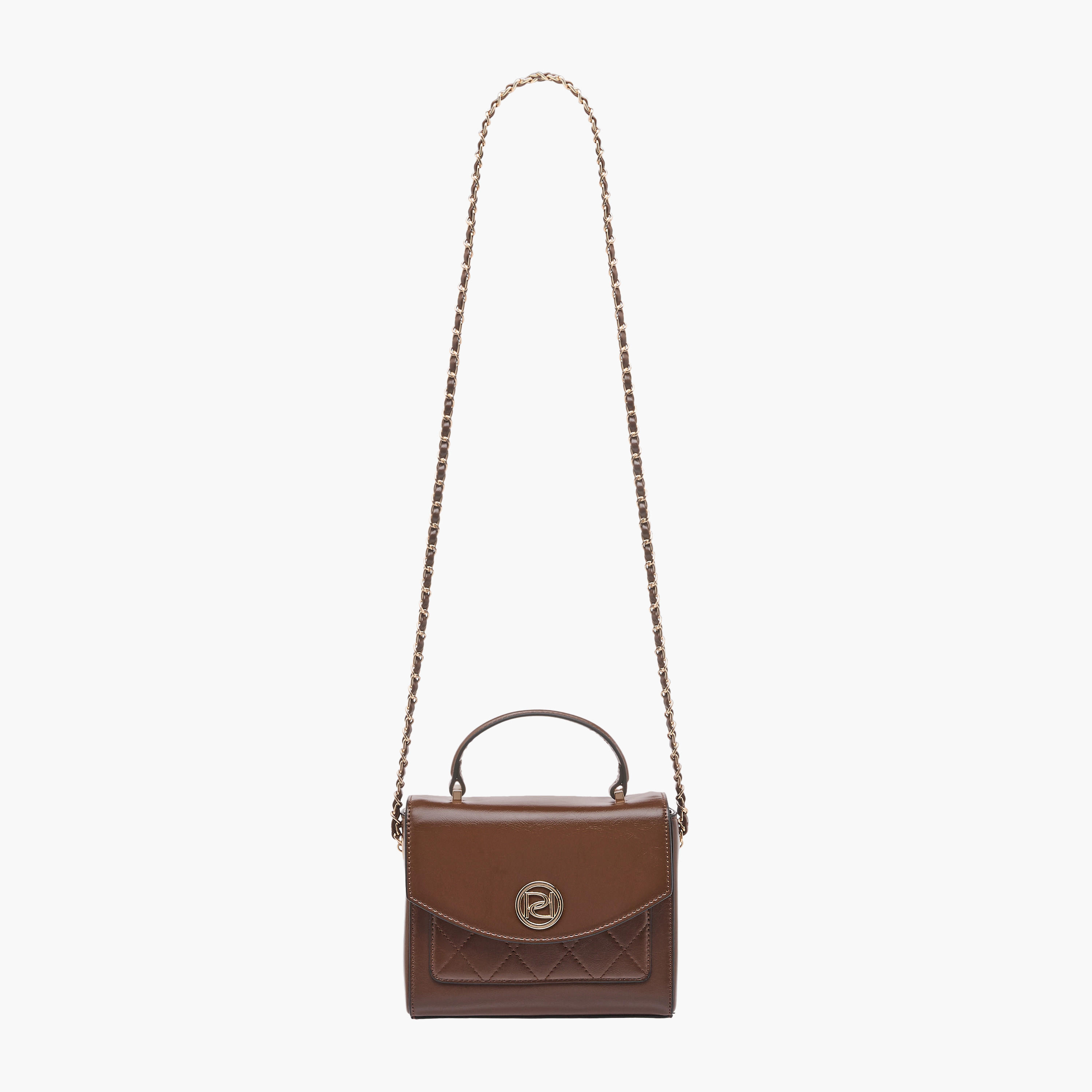 Paprika Textured Satchel Bag with Top Handle and Chain Strap-women-bagsandwallets-handbags-image-2
