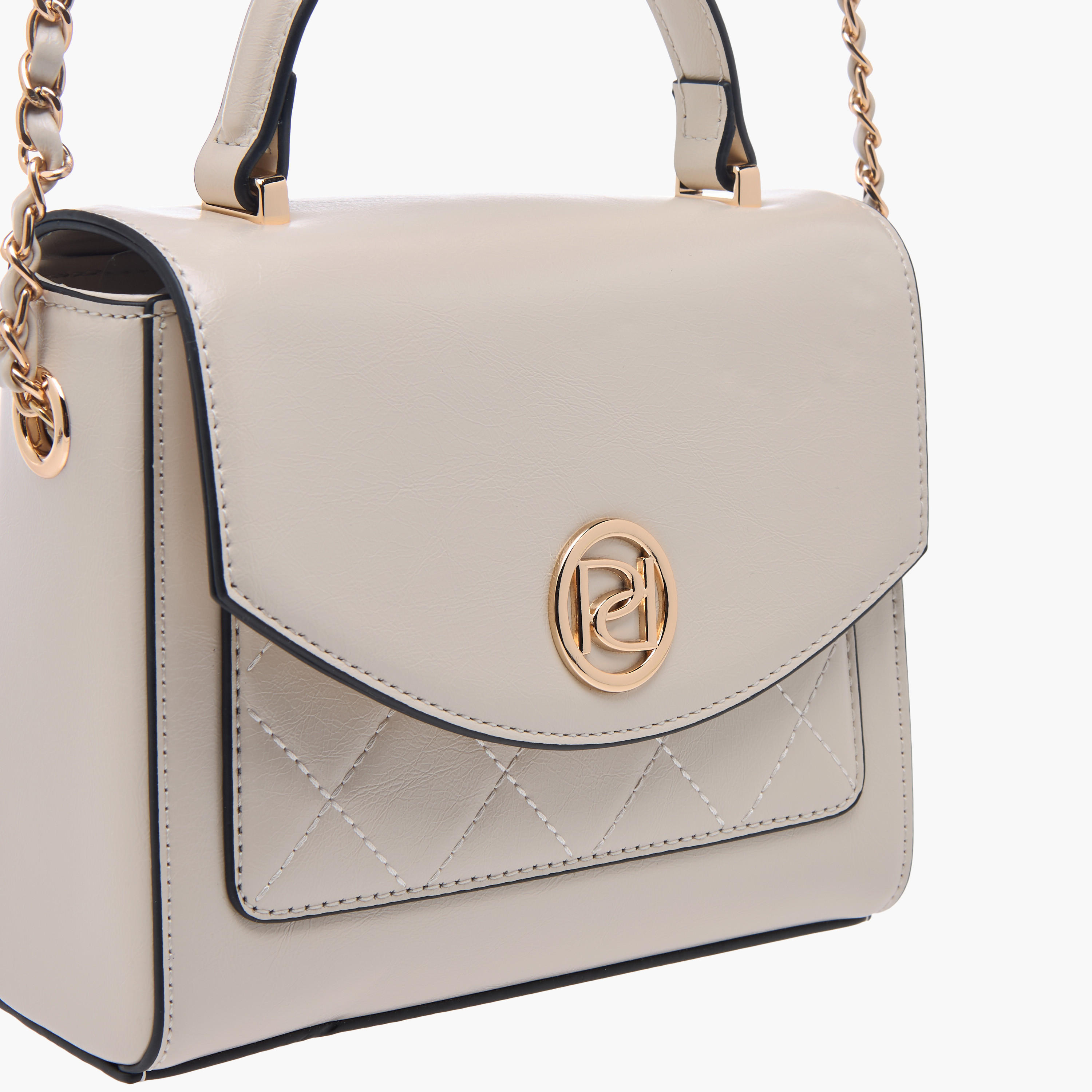 Paprika Textured Satchel Bag with Top Handle and Chain Strap-women-bagsandwallets-handbags-image-4