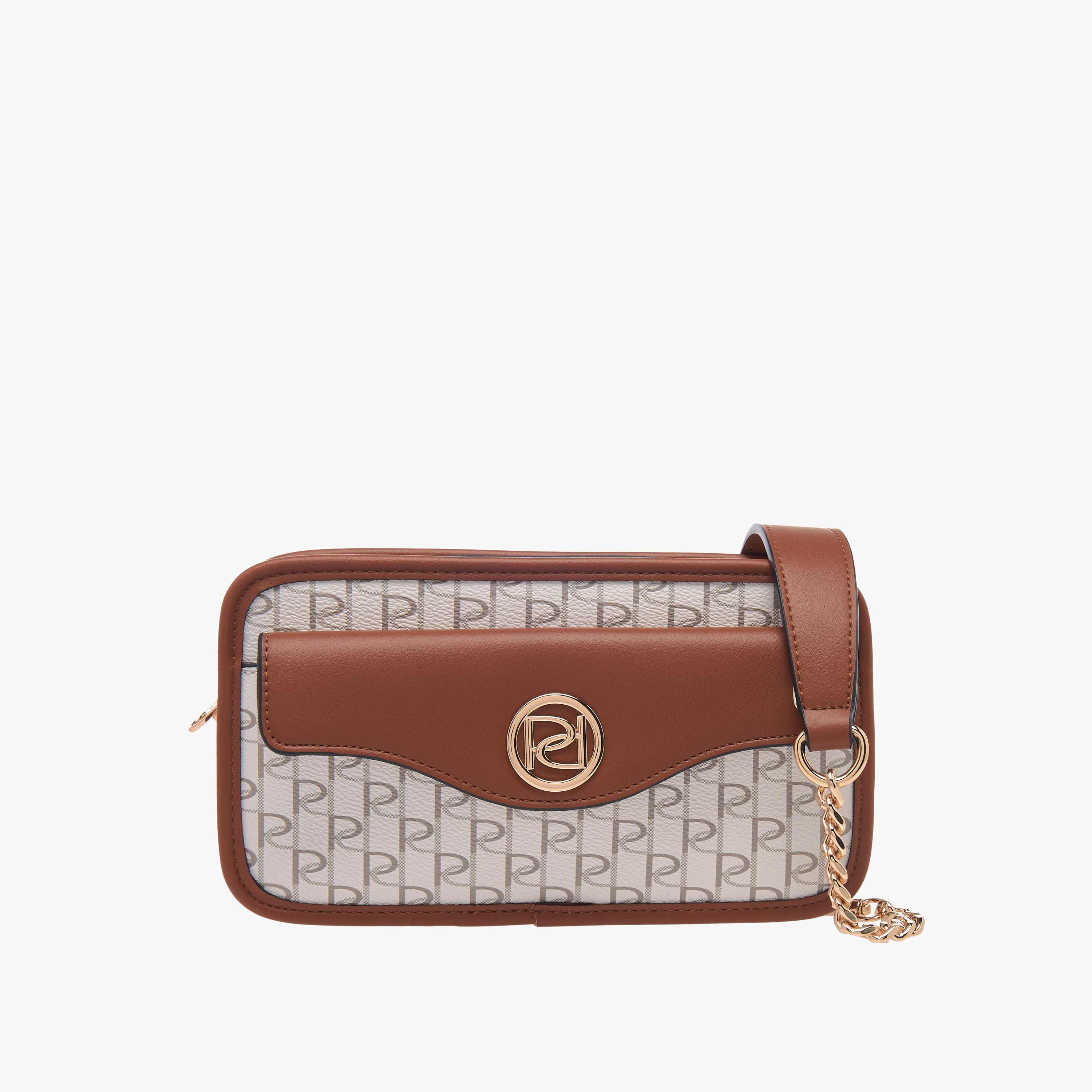 شنطة كروس بودي بطبعات مونوجرام وحزام قابل للتعديل وسحاب إغلاق من بابريكا-women-bagsandwallets-handbags-image-1