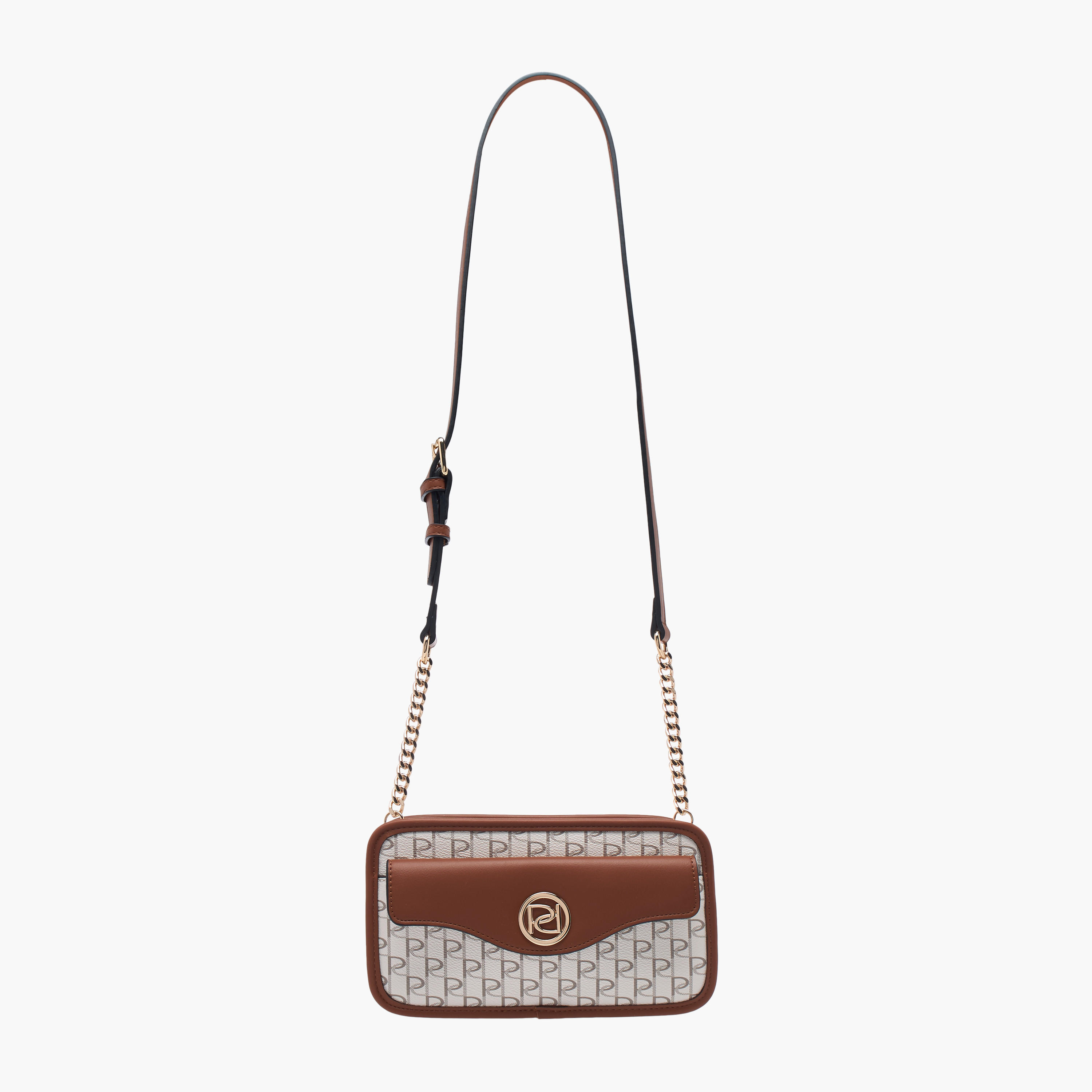 Paprika Monogram Print Crossbody Bag with Adjustable Strap and Zip Closure-women-bagsandwallets-handbags-image-2