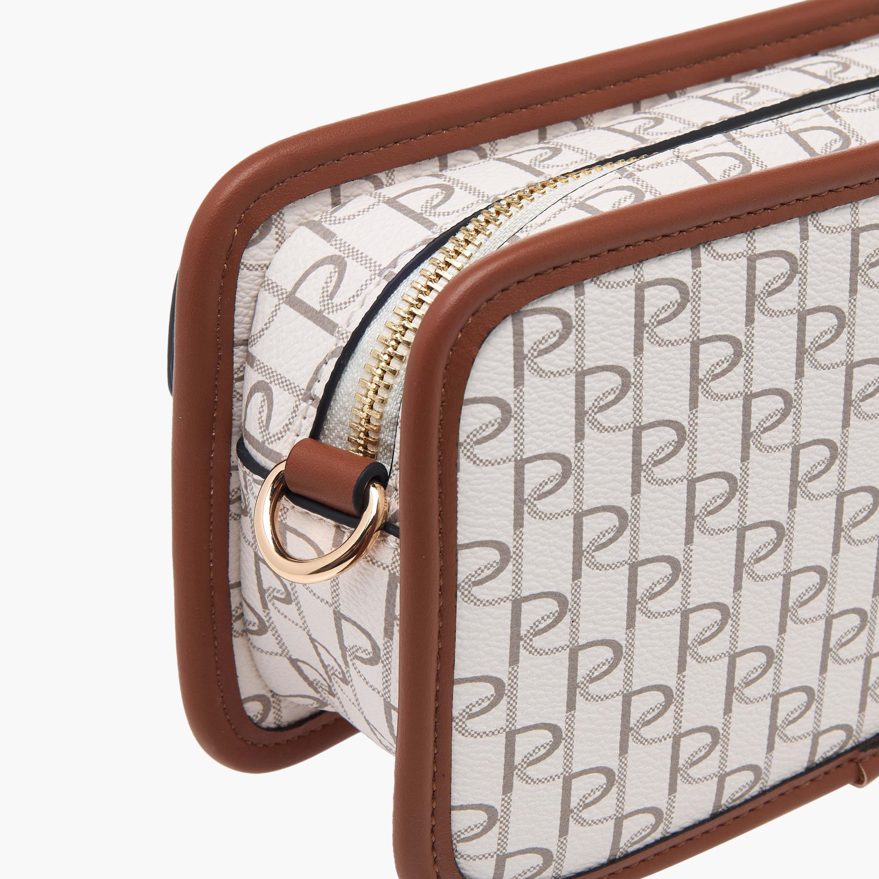 Paprika Monogram Print Crossbody Bag with Adjustable Strap and Zip Closure-women-bagsandwallets-handbags-image-5