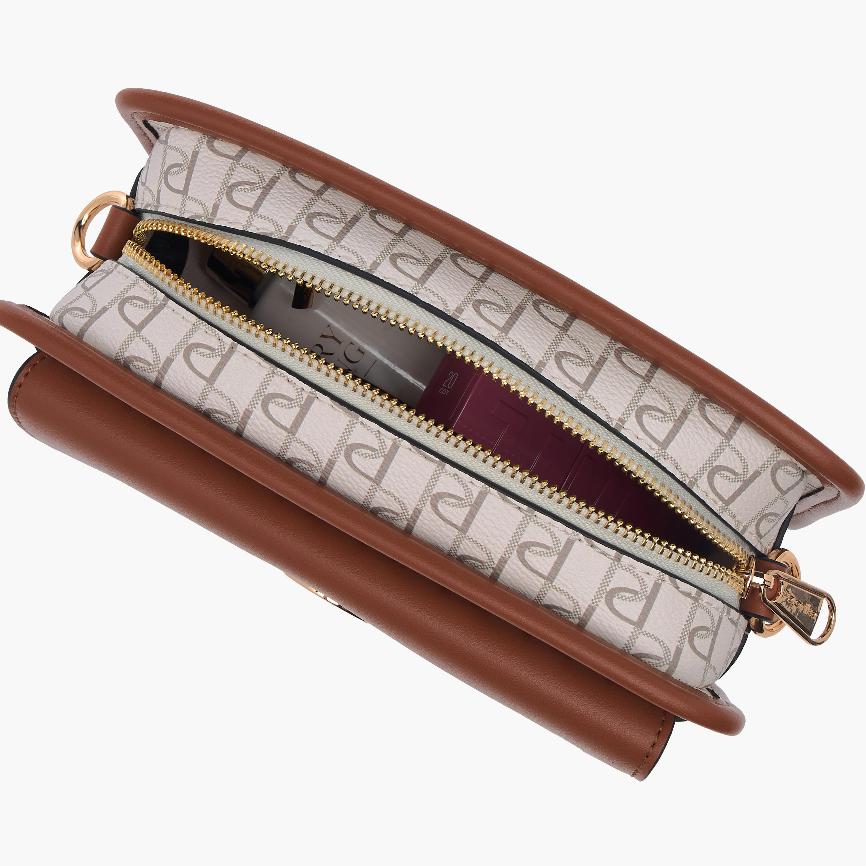 Paprika Monogram Print Crossbody Bag with Adjustable Strap and Zip Closure-women-bagsandwallets-handbags-image-7