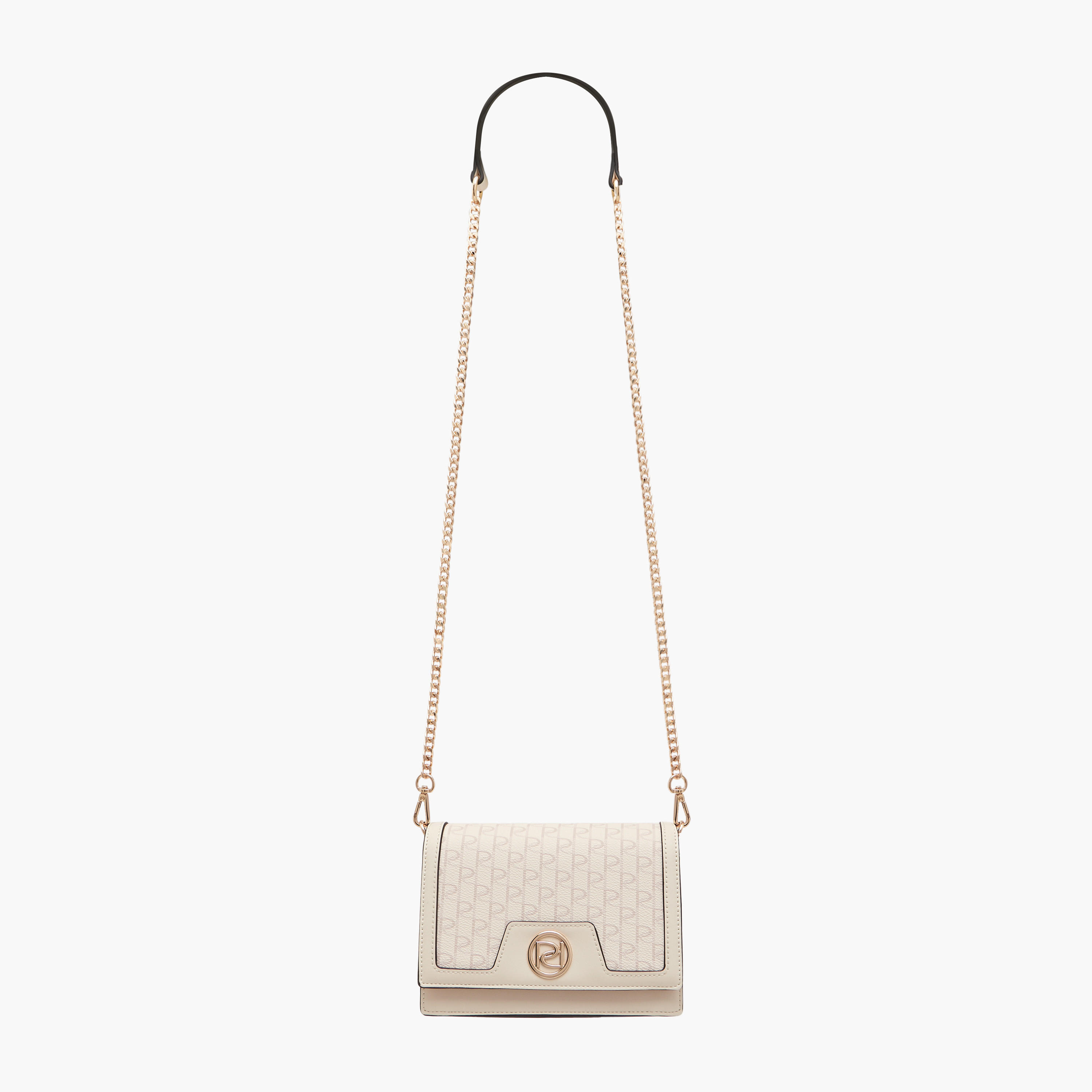 Paprika Monogram Print Crossbody Bag with Button Closure and Chain Strap-women-bagsandwallets-handbags-image-2