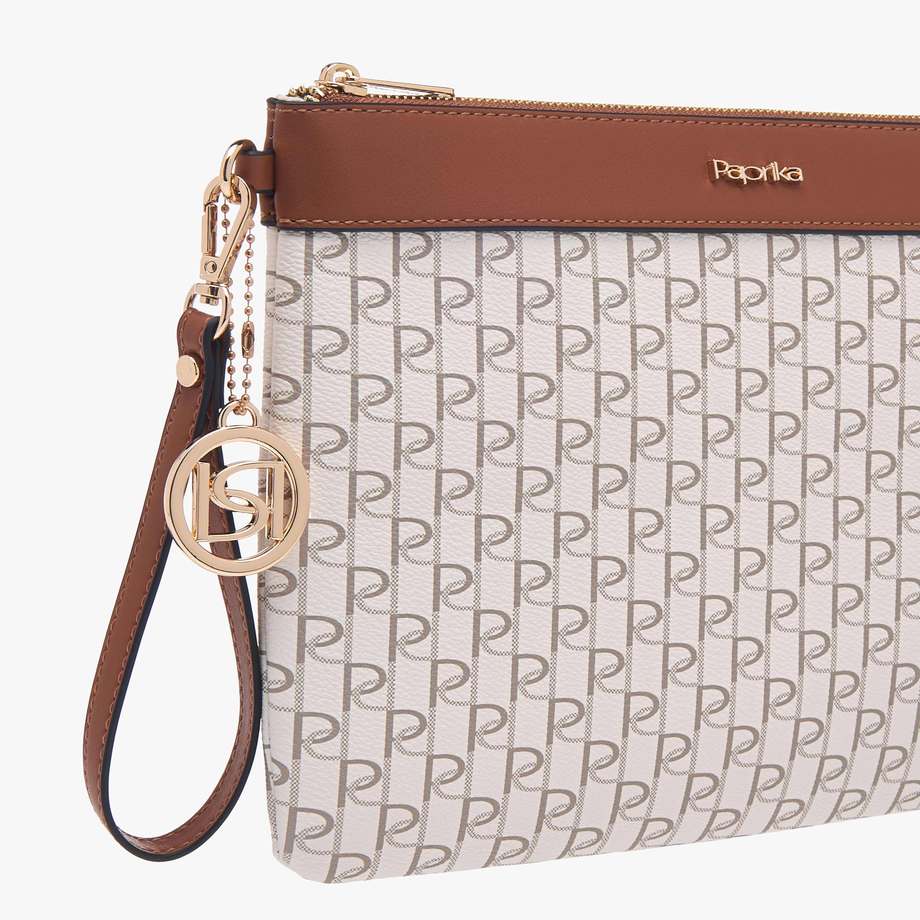 Paprika Monogram Print Clutch with Zip Closure and Wrist Loop-women-bagsandwallets-wallets-image-3