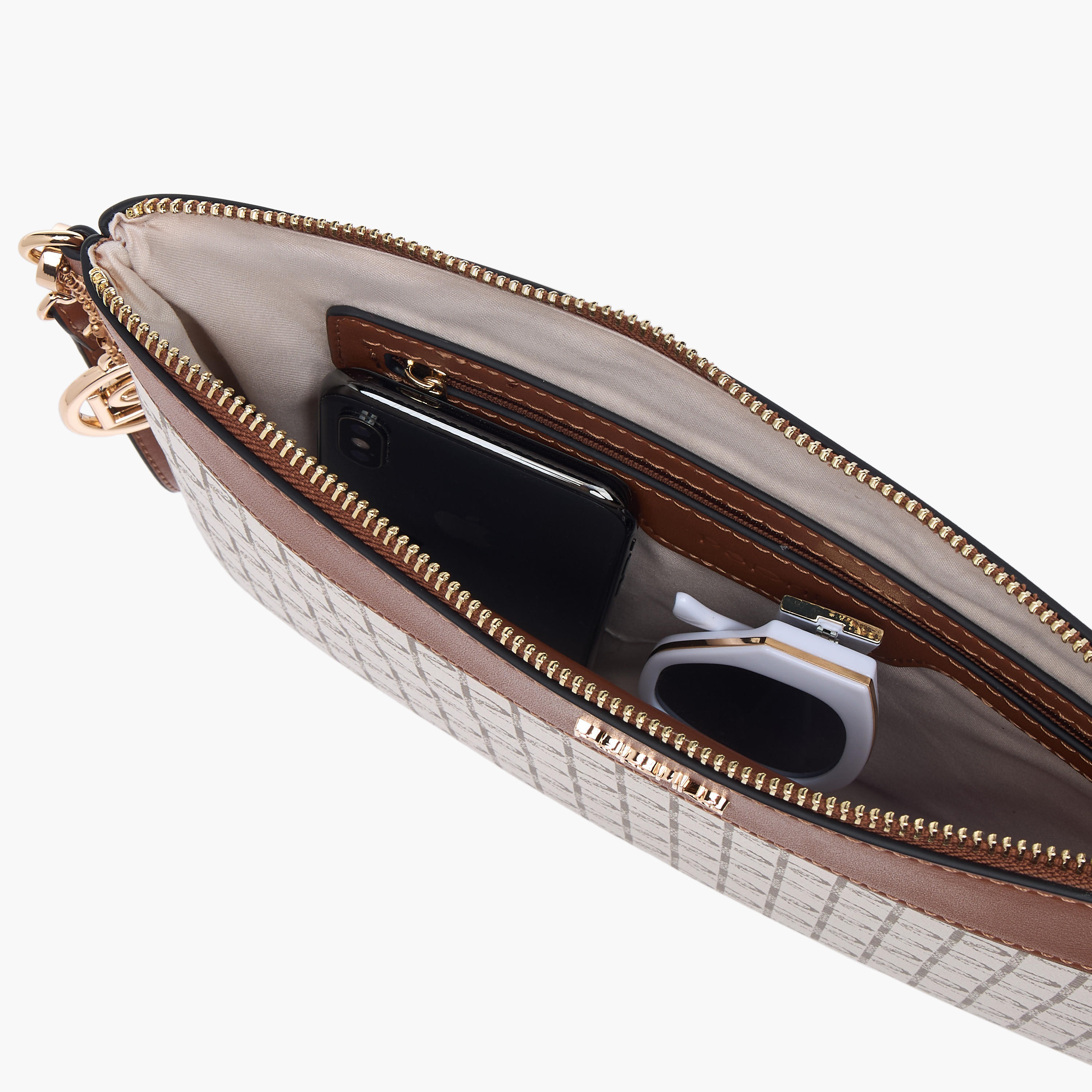 Paprika Monogram Print Clutch with Zip Closure and Wrist Loop-women-bagsandwallets-wallets-image-5